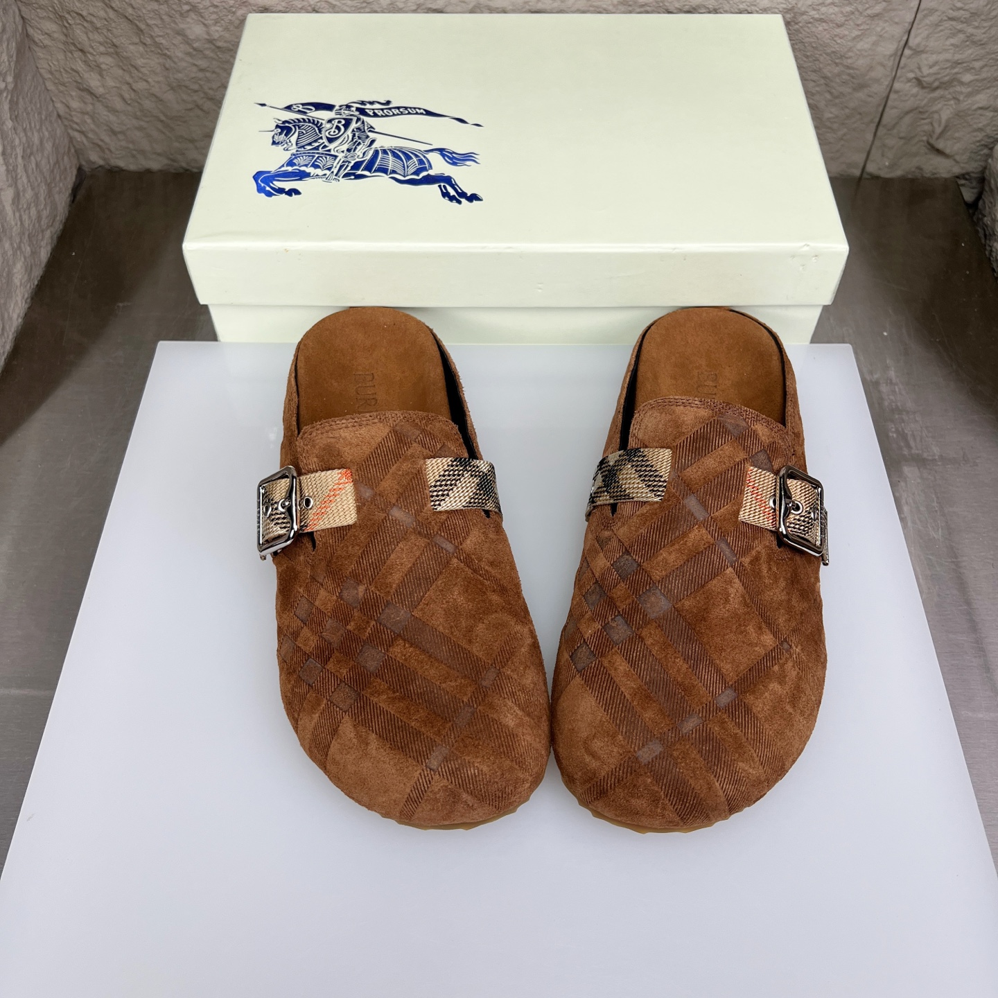 Burberry Urchin Check Suede Mules, Slides, Clogs, and Sandals 4 i1752165572979 5630 0 2