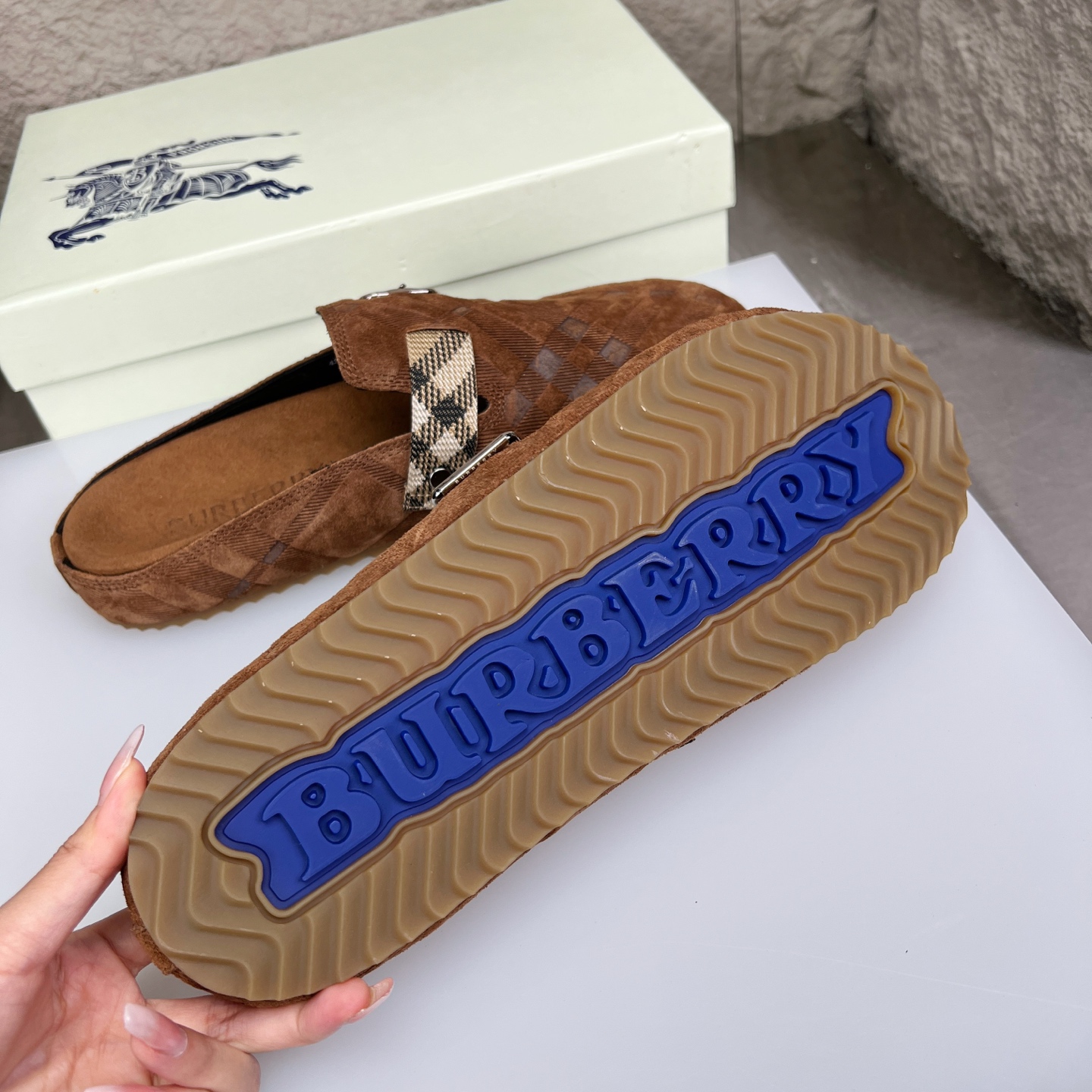 Burberry Urchin Check Suede Mules, Slides, Clogs, and Sandals 10 i1752165572987 2636 0 8