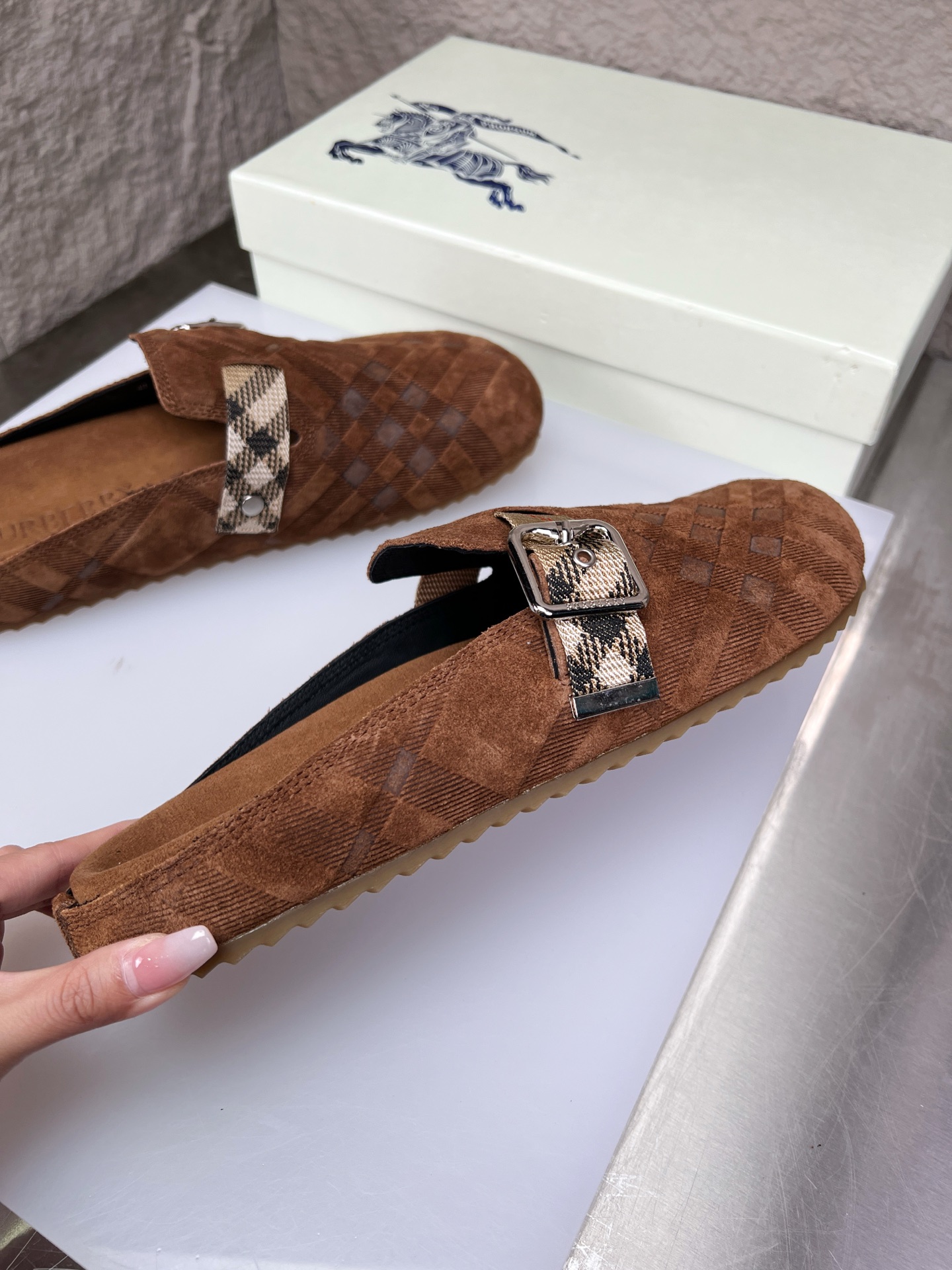 Burberry Urchin Check Suede Mules, Slides, Clogs, and Sandals 7 i1752165575119 5612 0 5