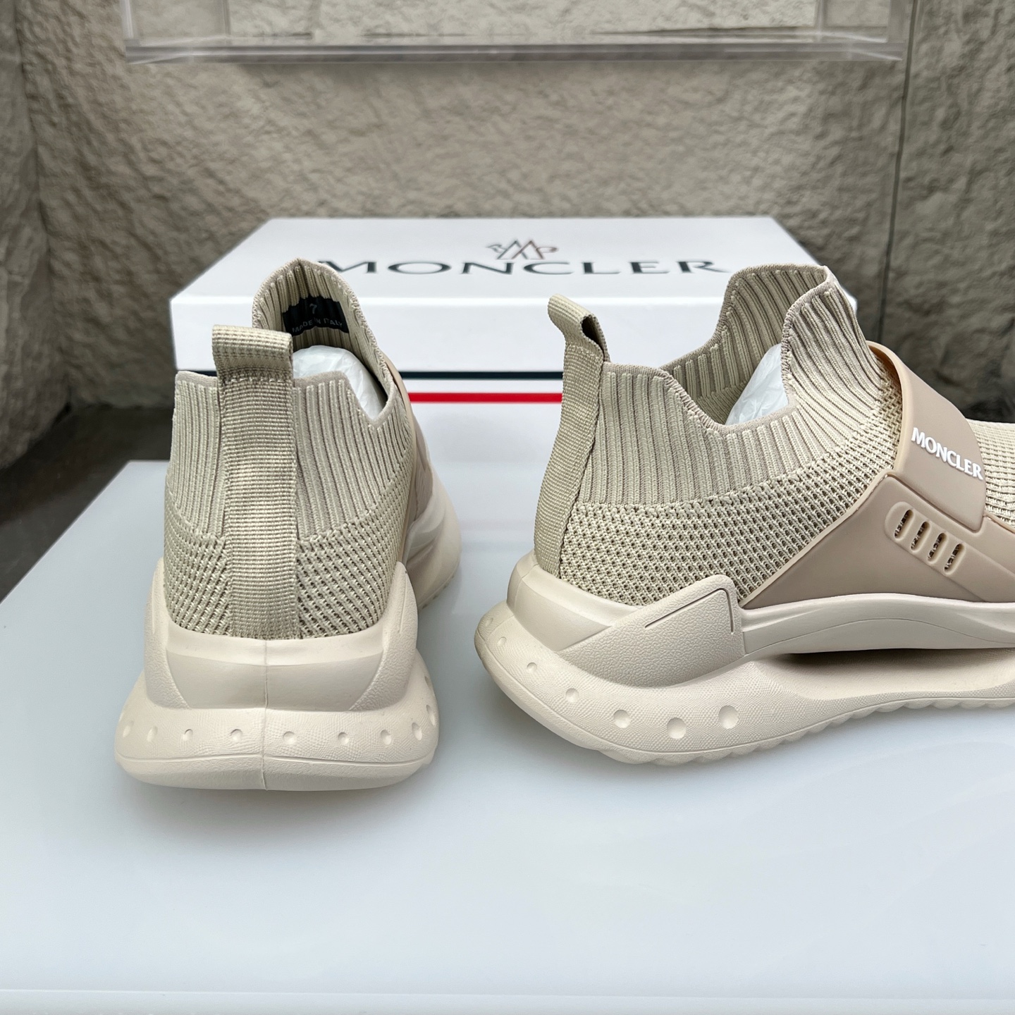 Moncler Men's Beige Knit Slip-On Sneakers Comfortable Fashion Shoes 9 i1752336864788 674 0 7