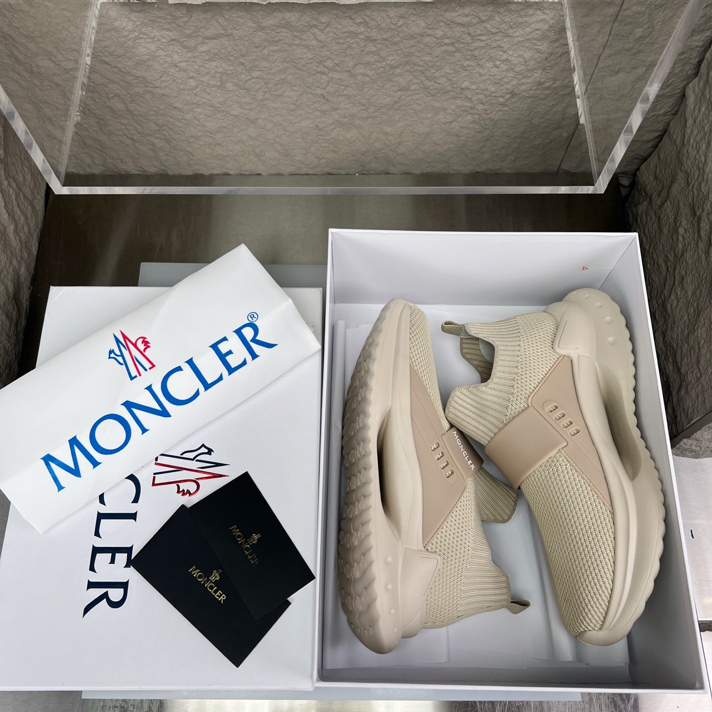 Moncler Men's Beige Knit Slip-On Sneakers Comfortable Fashion Shoes 3 i1752336866087 5443 0 1