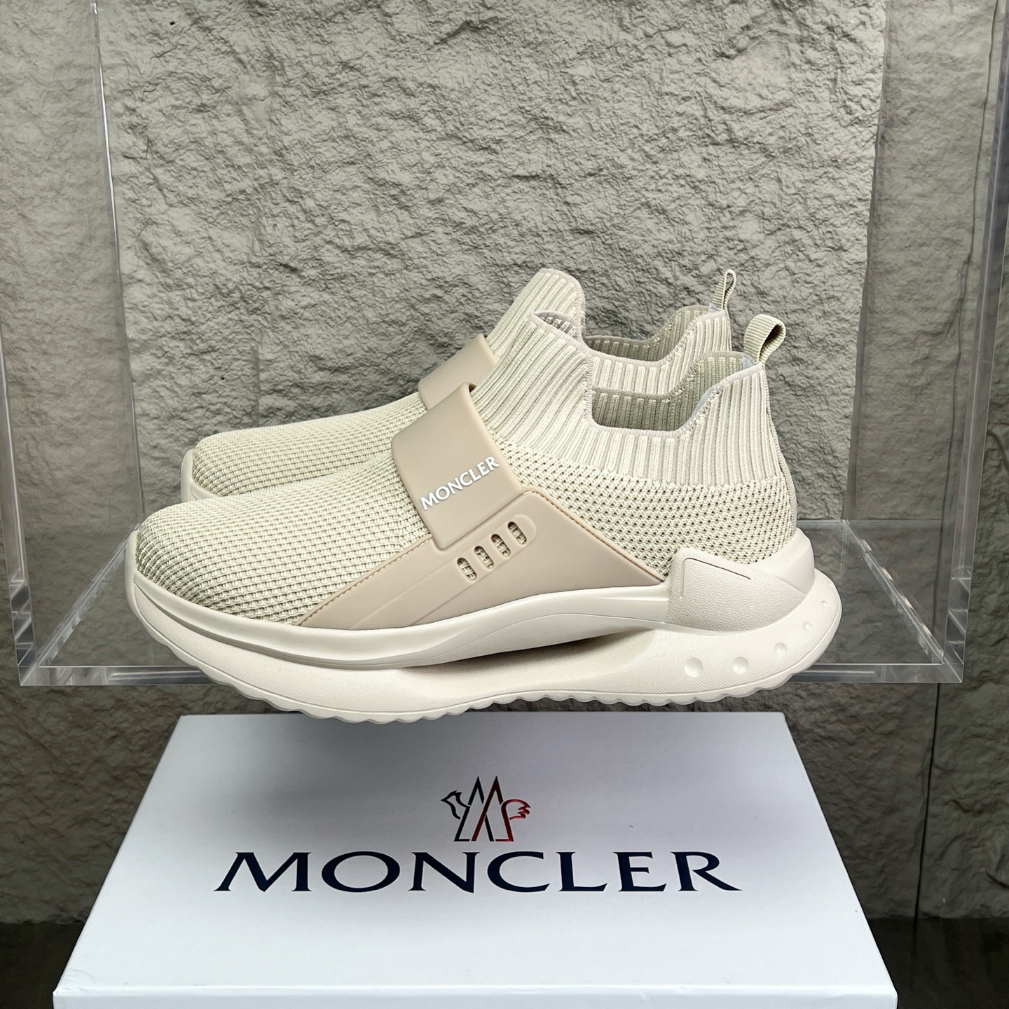 Moncler Men's Beige Knit Slip-On Sneakers Comfortable Fashion Shoes 2 i1752336867681 3724 0 0