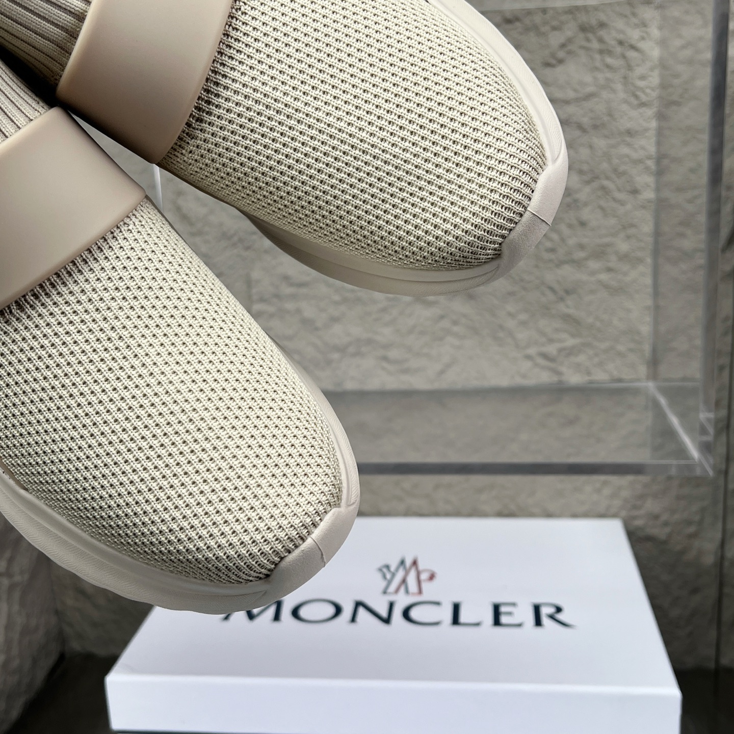 Moncler Men's Beige Knit Slip-On Sneakers Comfortable Fashion Shoes 7 i1752336867728 868 0 5