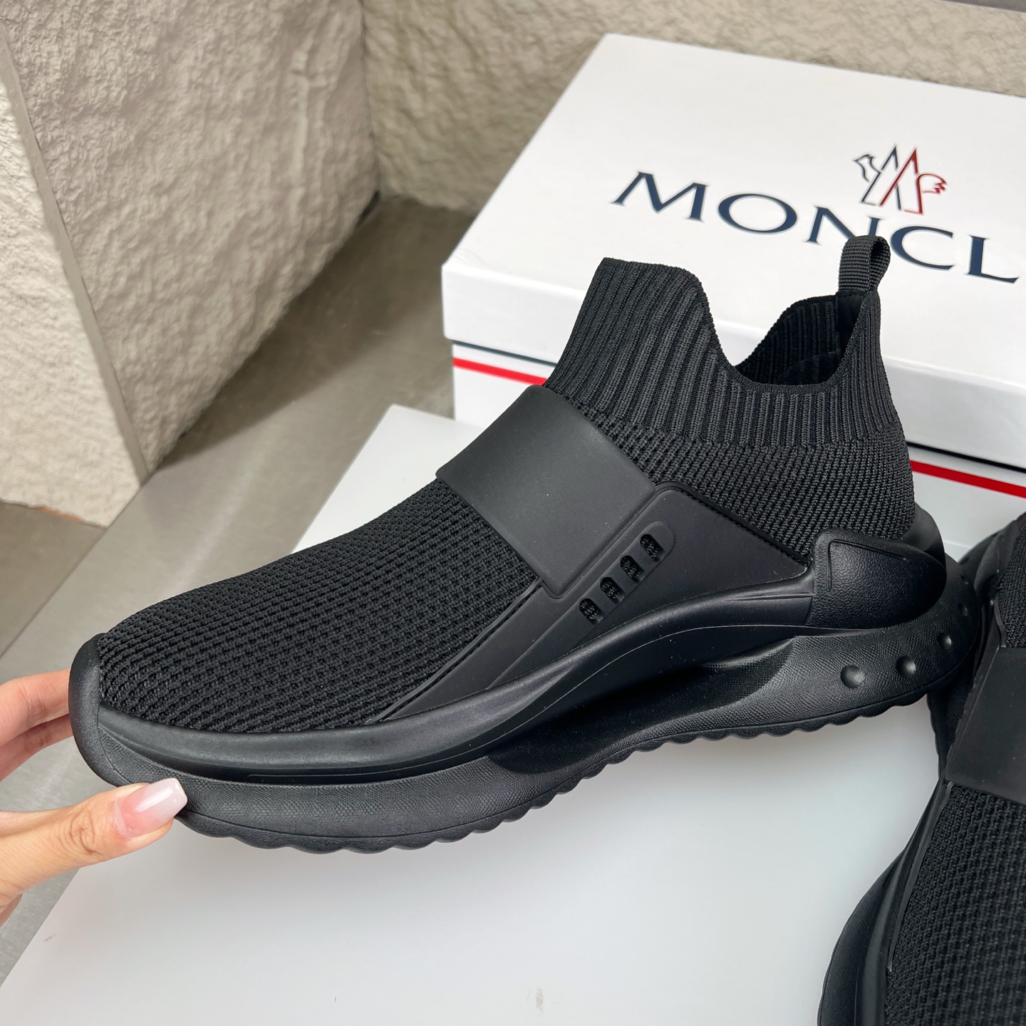 Moncler Men's Black Knitted Slip-On Sneakers - Breathable & Comfortable 6 i1752336929184 374 0 4
