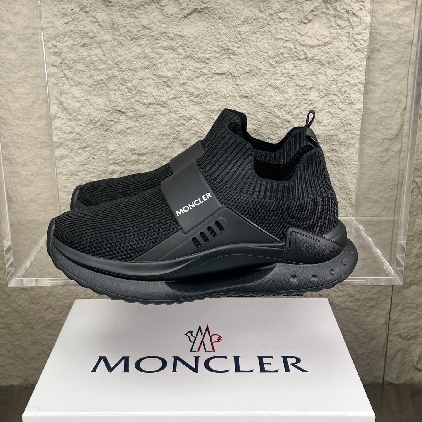 Moncler Men's Black Knitted Slip-On Sneakers - Breathable & Comfortable 2 i1752336929190 5103 0 0
