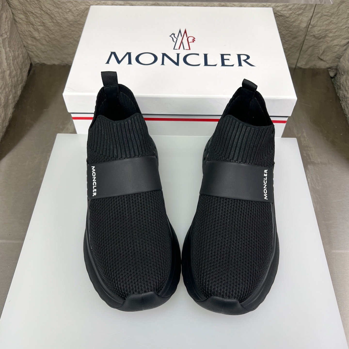 Moncler Men's Black Knitted Slip-On Sneakers - Breathable & Comfortable 4 i1752336931417 2505 0 2