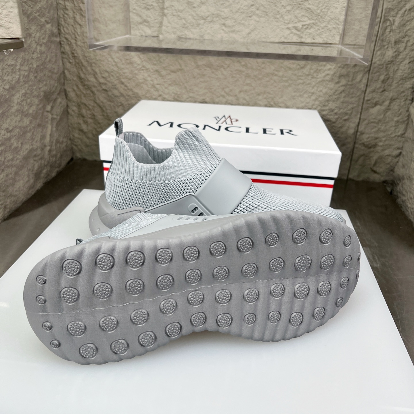 Moncler Men's White Knitted Slip-On Sneakers - Lightweight & Breathable 9 i1752337018803 2403 0 8