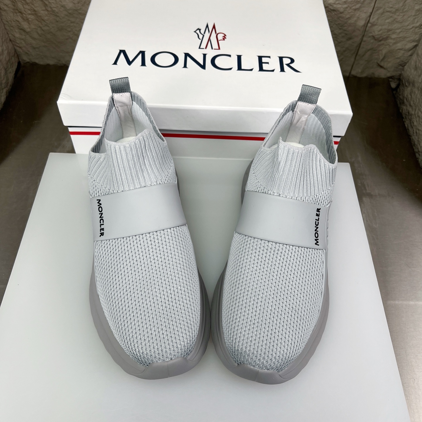 Moncler Men's White Knitted Slip-On Sneakers - Lightweight & Breathable 3 i1752337018814 7401 0 2