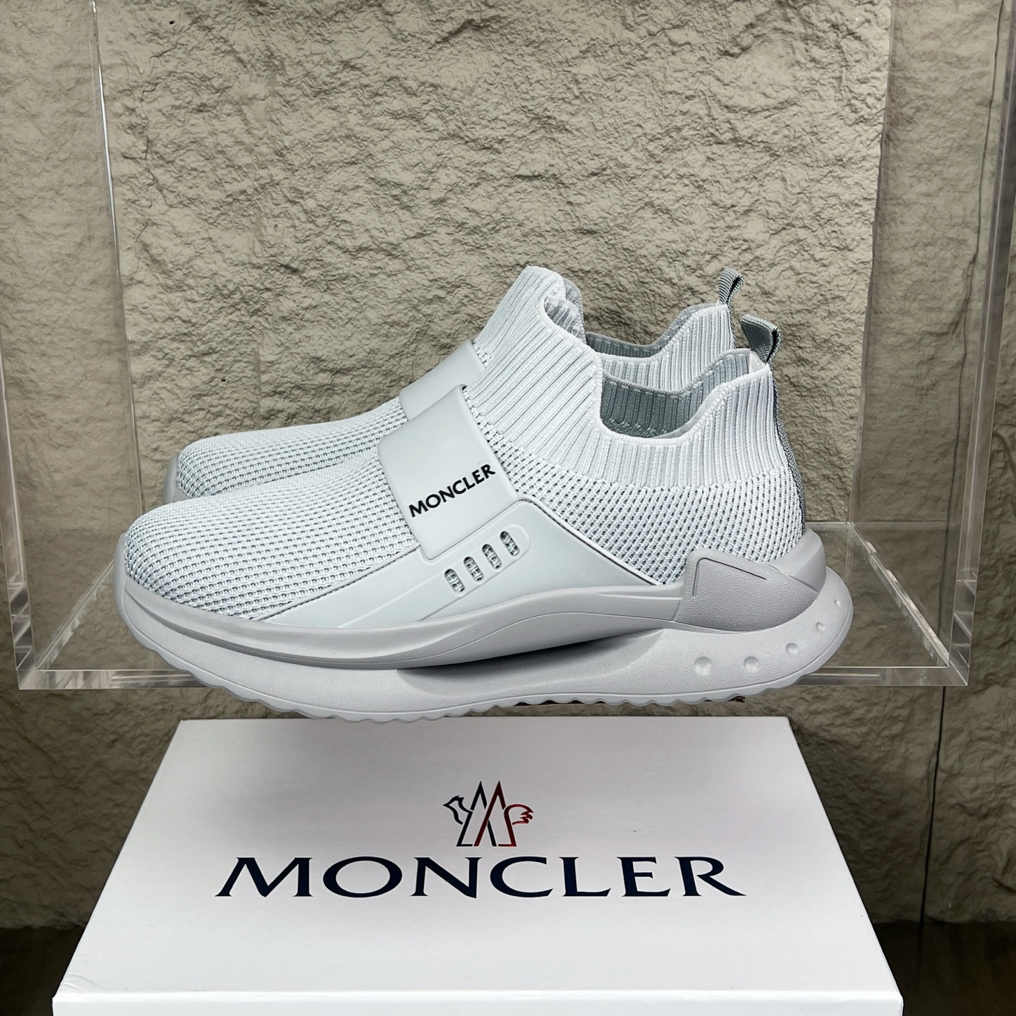 Moncler Men's White Knitted Slip-On Sneakers - Lightweight & Breathable 1 i1752337018842 2551 0 0