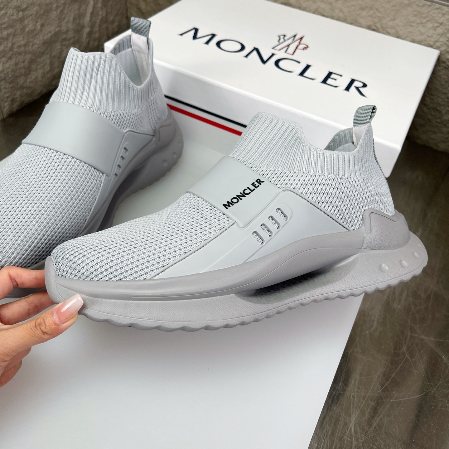 Moncler Men's White Knitted Slip-On Sneakers - Lightweight & Breathable 4 i1752337021234 2372 0 3