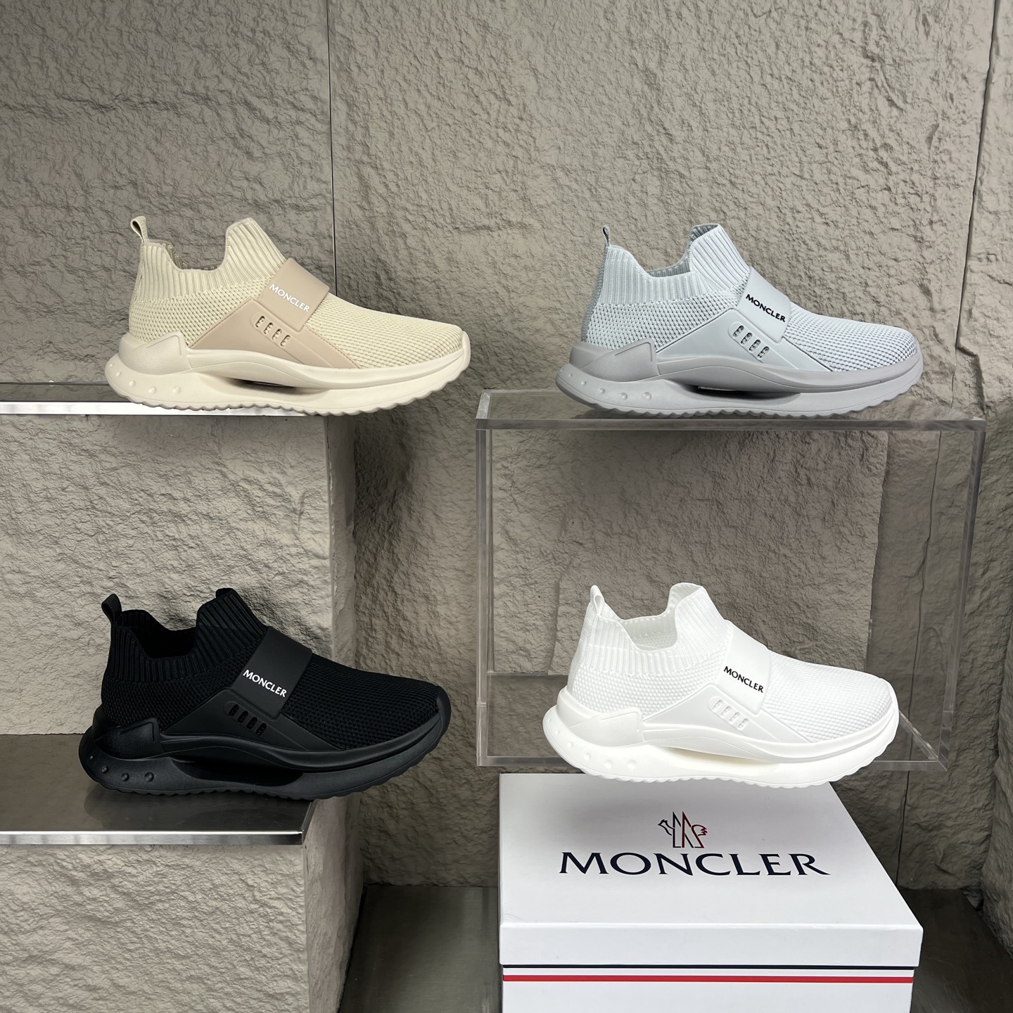 Moncler Men's Slip-On Sneakers: Sporty, Breathable, and Stylish