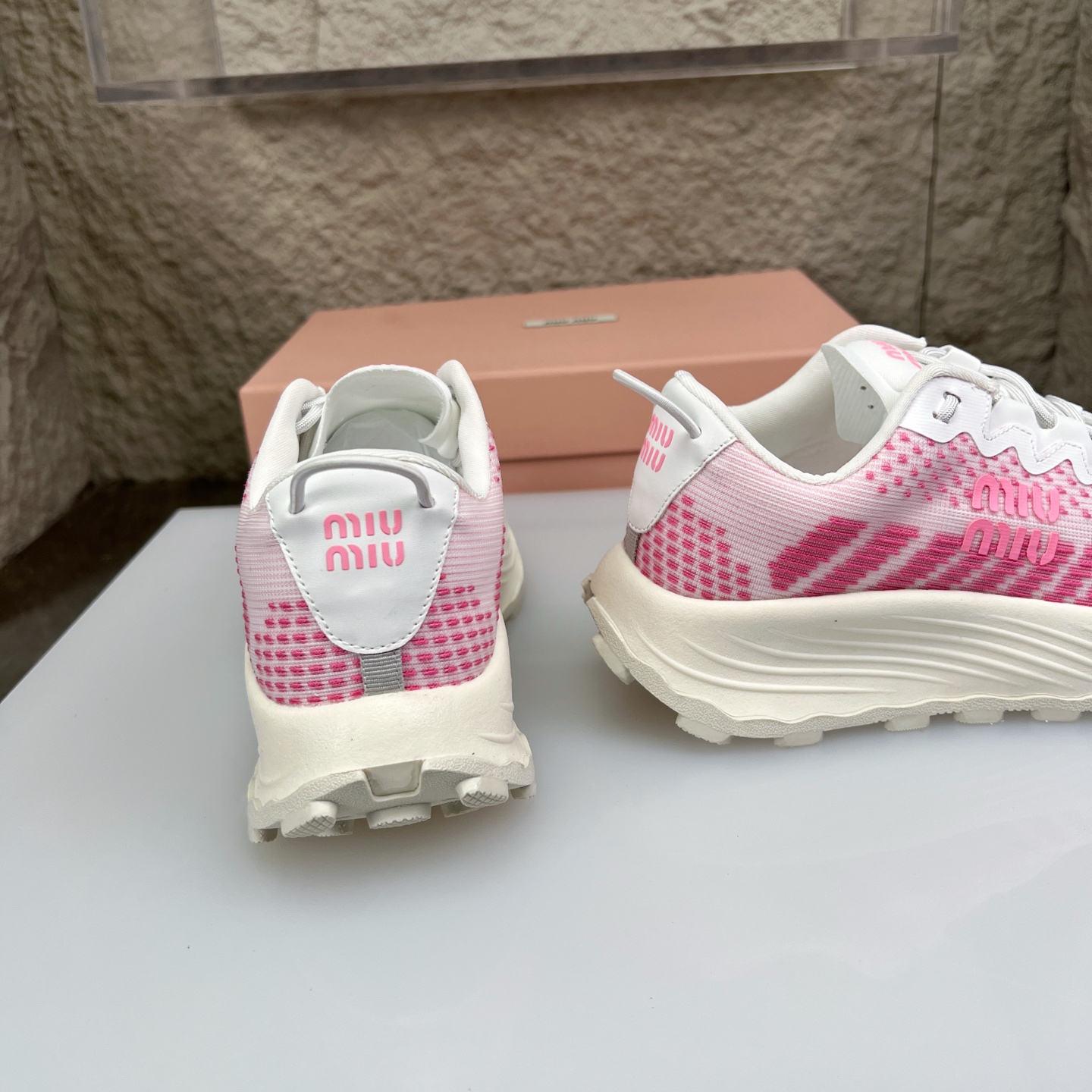 Miu Miu Pink Knit Mesh Chunky Sole Sneakers - Lightweight & Comfortable 9 i1752422206542 6497 0 8