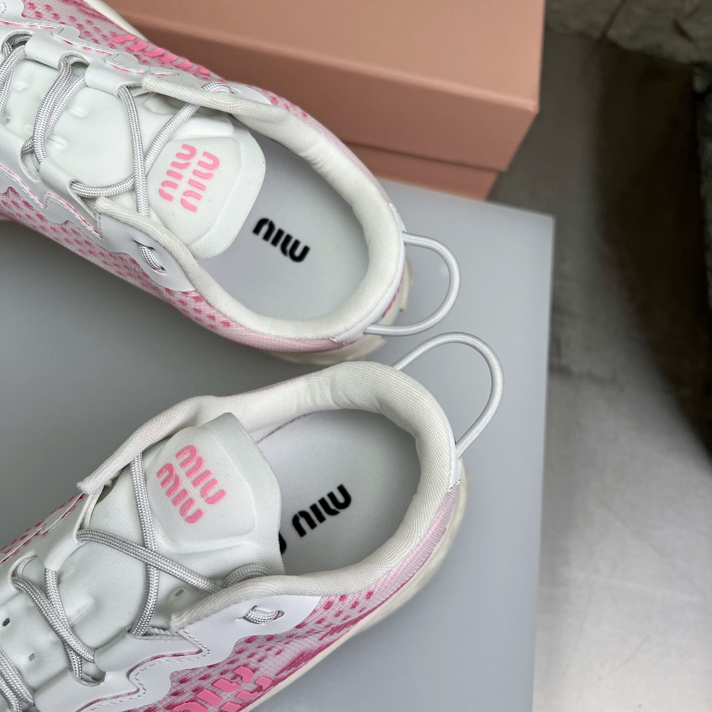 Miu Miu Pink Knit Mesh Chunky Sole Sneakers - Lightweight & Comfortable 8 i1752422208495 403 0 7