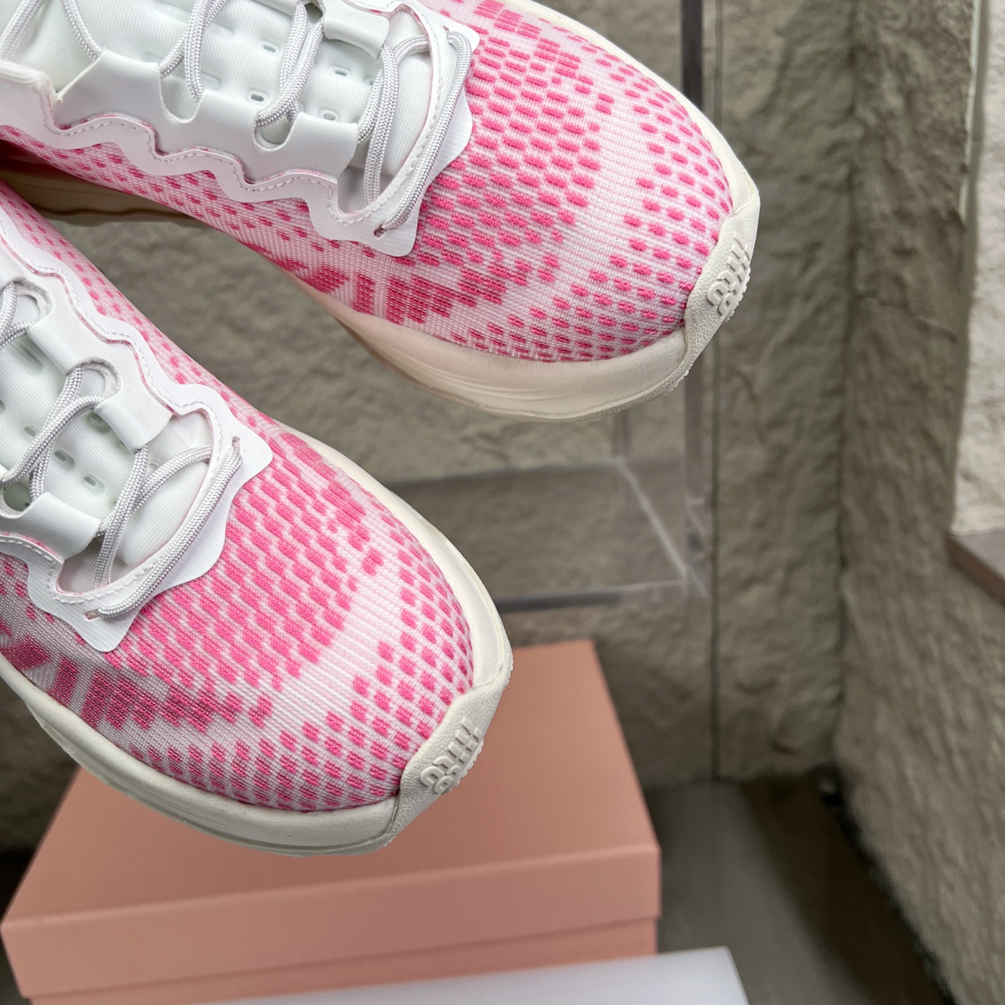 Miu Miu Pink Knit Mesh Chunky Sole Sneakers - Lightweight & Comfortable 7 i1752422208519 5066 0 6