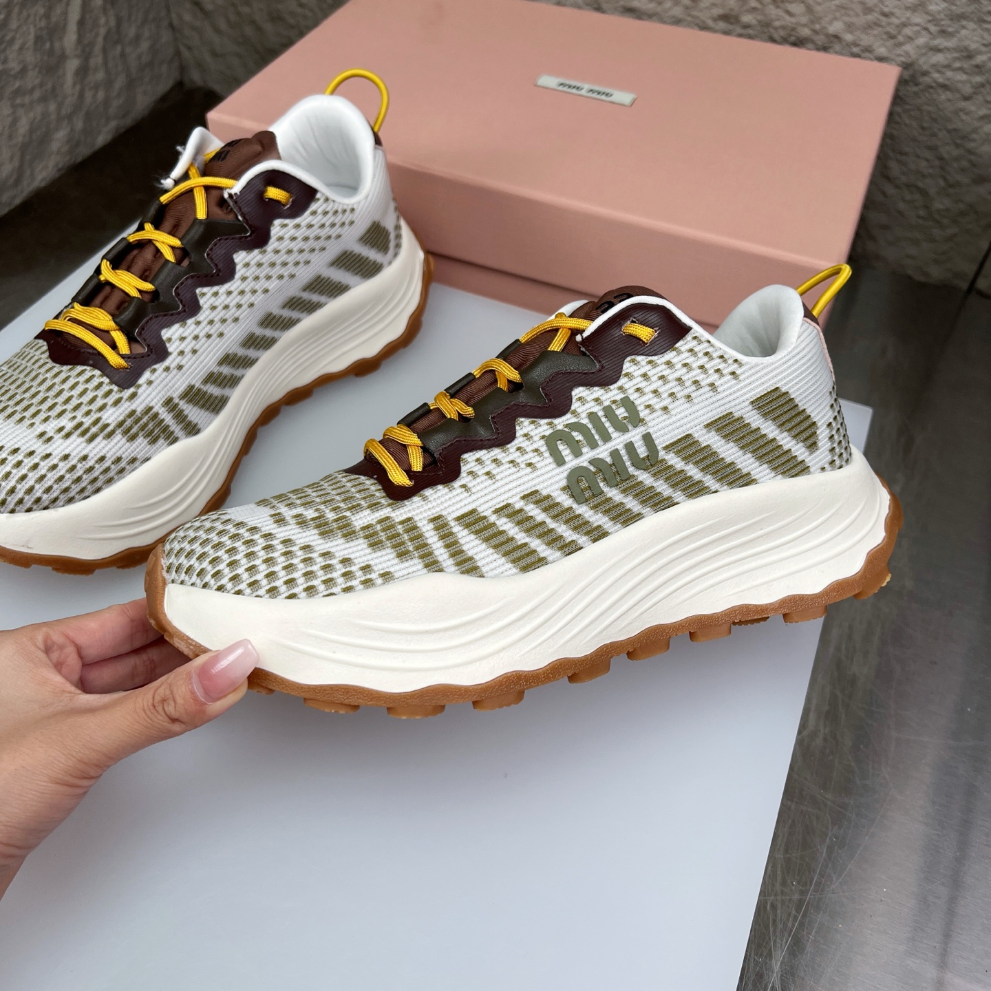 Miu Miu Knit Mesh Chunky Sole Sneakers - Lightweight & Comfortable 4 i1752422285573 4252 0 3