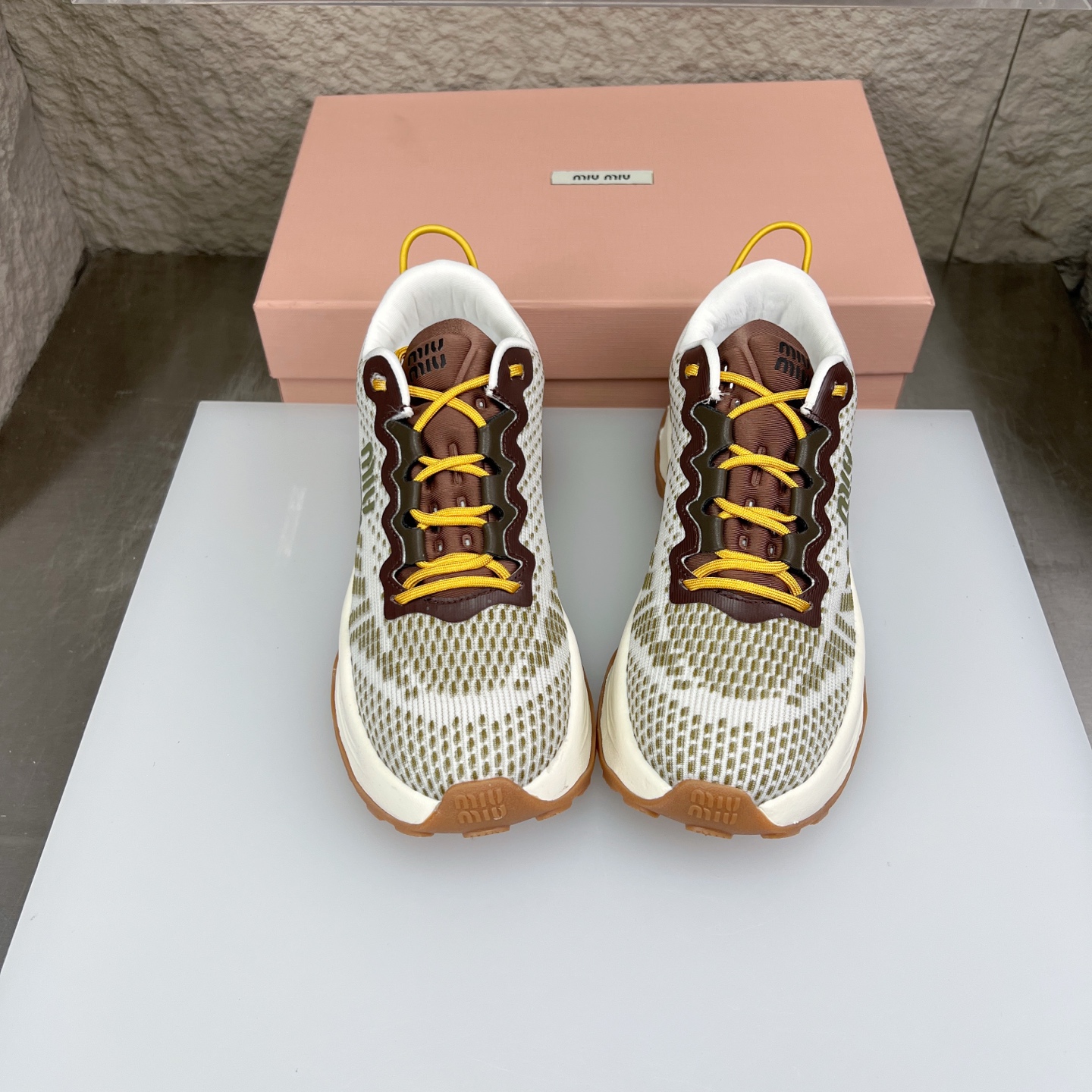 Miu Miu Knit Mesh Chunky Sole Sneakers - Lightweight & Comfortable 3 i1752422287149 3176 0 2