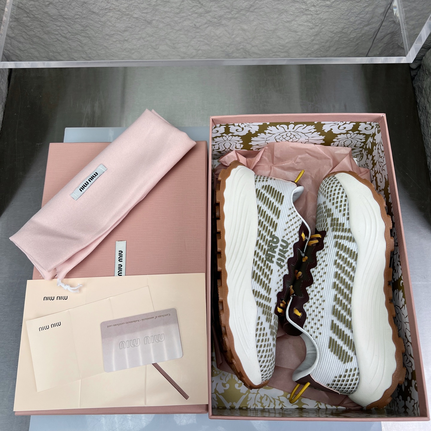 Miu Miu Knit Mesh Chunky Sole Sneakers - Lightweight & Comfortable 2 i1752422287162 5370 0 1