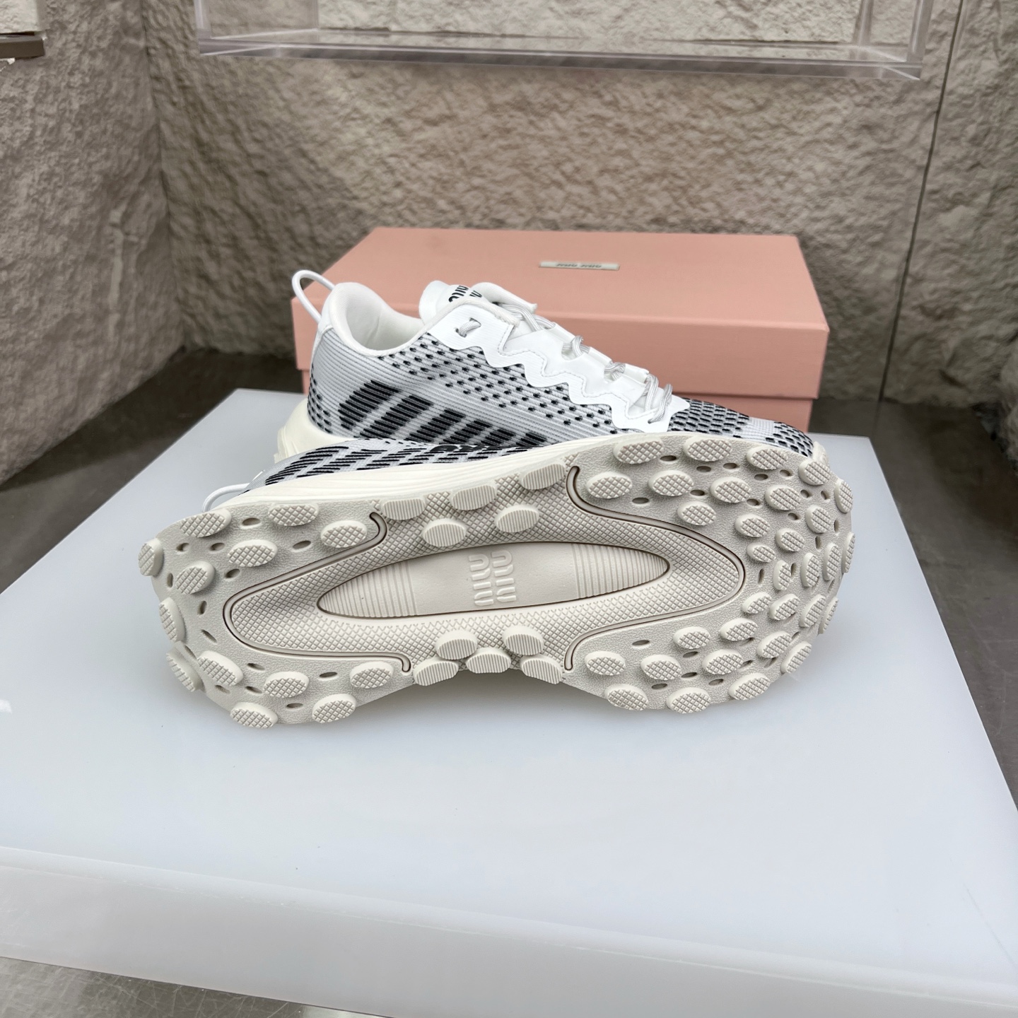 Miu Miu White Knit Mesh Chunky Sole Sneakers Lightweight Comfortable Shoes 9 i1752422511004 3182 0 8