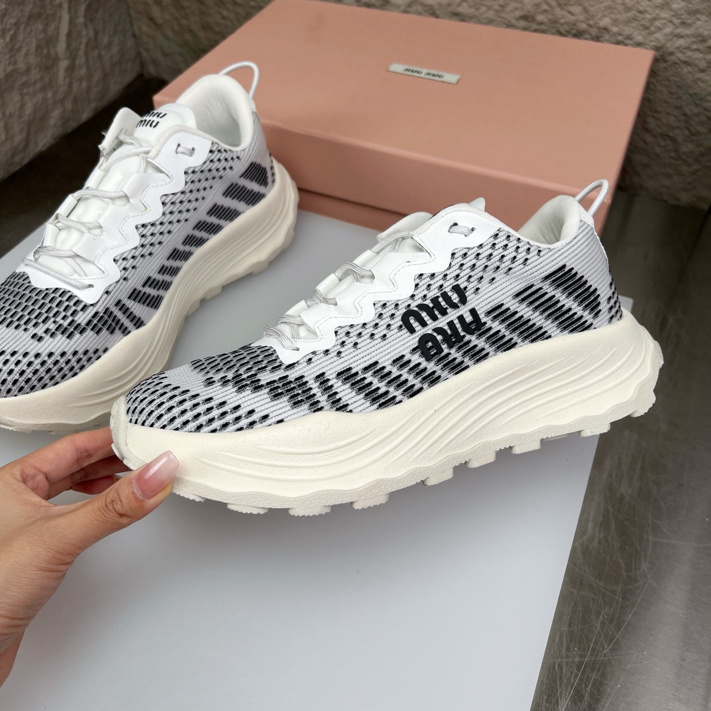 Miu Miu White Knit Mesh Chunky Sole Sneakers Lightweight Comfortable Shoes 4 i1752422511019 8827 0 3