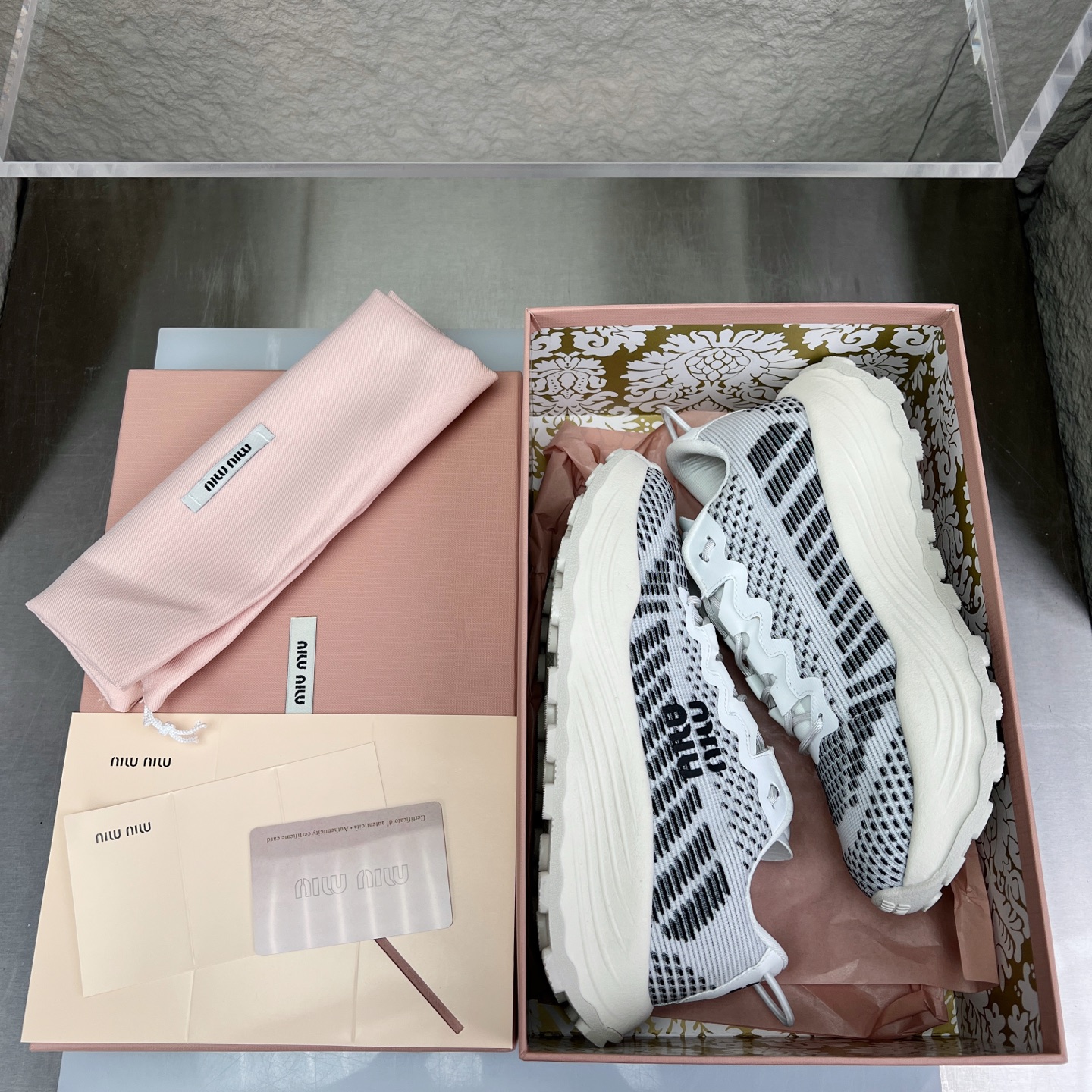 Miu Miu White Knit Mesh Chunky Sole Sneakers Lightweight Comfortable Shoes 2 i1752422513304 3490 0 1