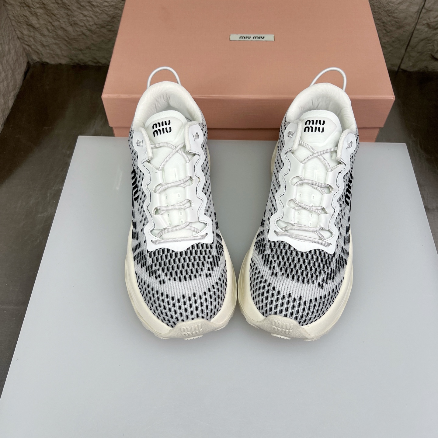 Miu Miu White Knit Mesh Chunky Sole Sneakers Lightweight Comfortable Shoes 3 i1752422513319 3162 0 2