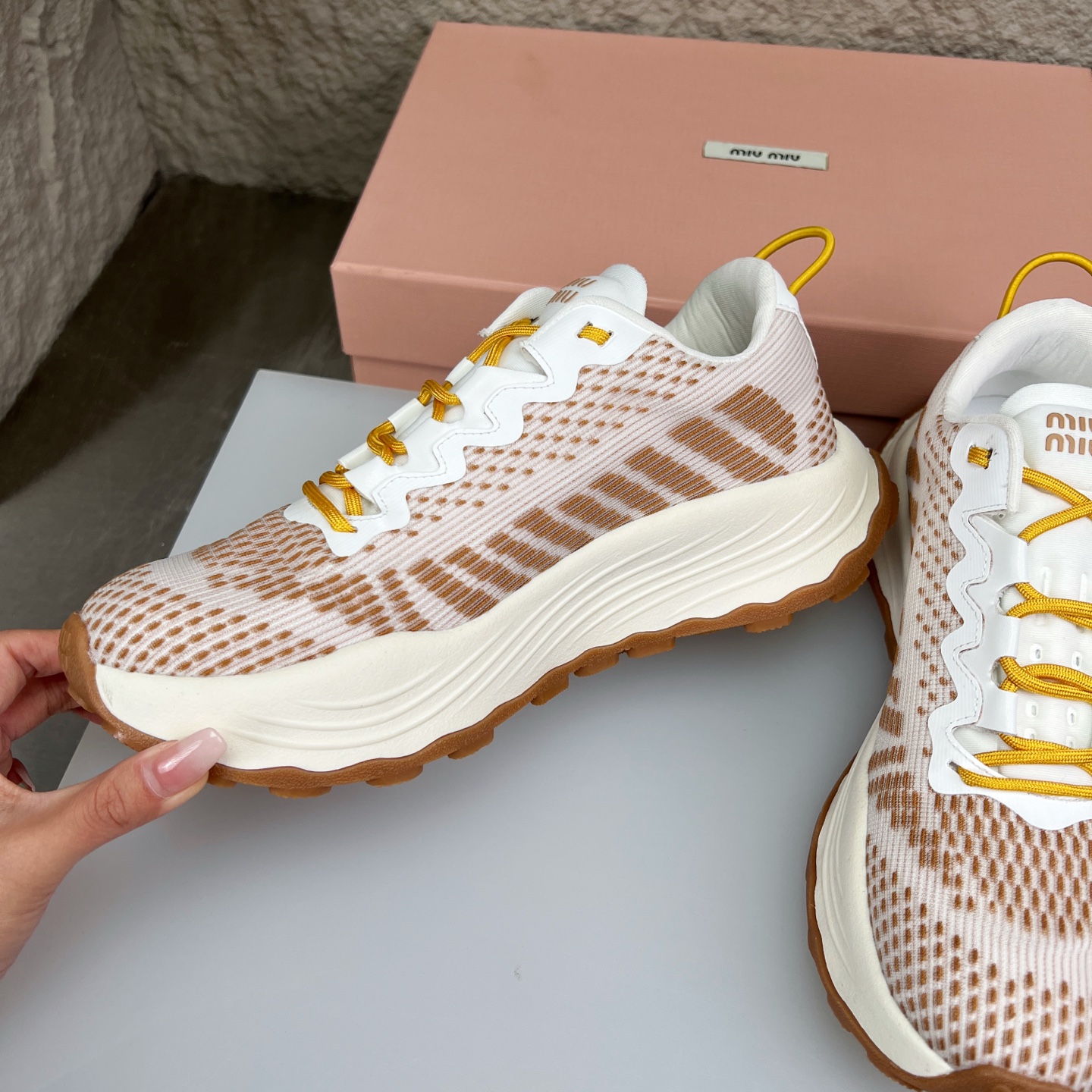 Miu Miu Knit Mesh Platform Sneakers - Lightweight, Comfortable, and Stylish 5 i1752422798884 3761 0 4
