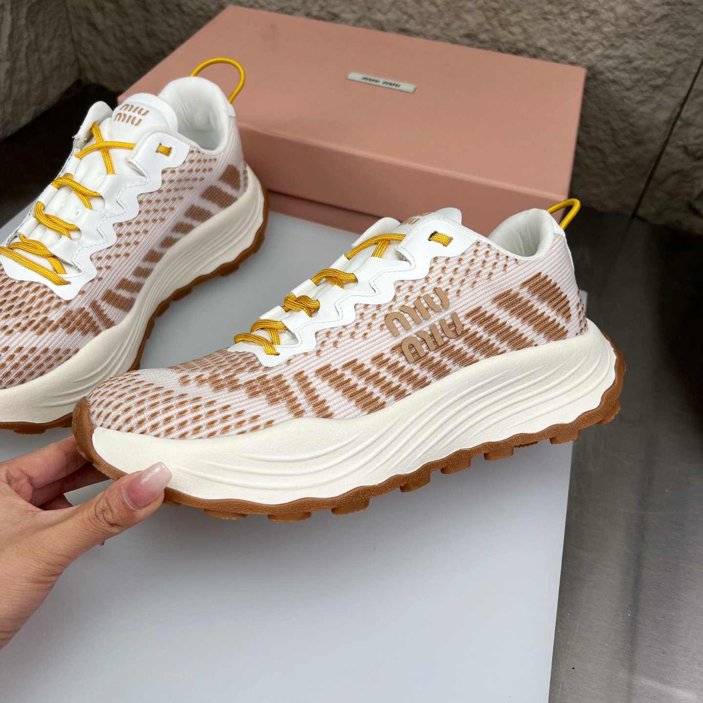 Miu Miu Knit Mesh Platform Sneakers - Lightweight, Comfortable, and Stylish 4 i1752422798891 8328 0 3