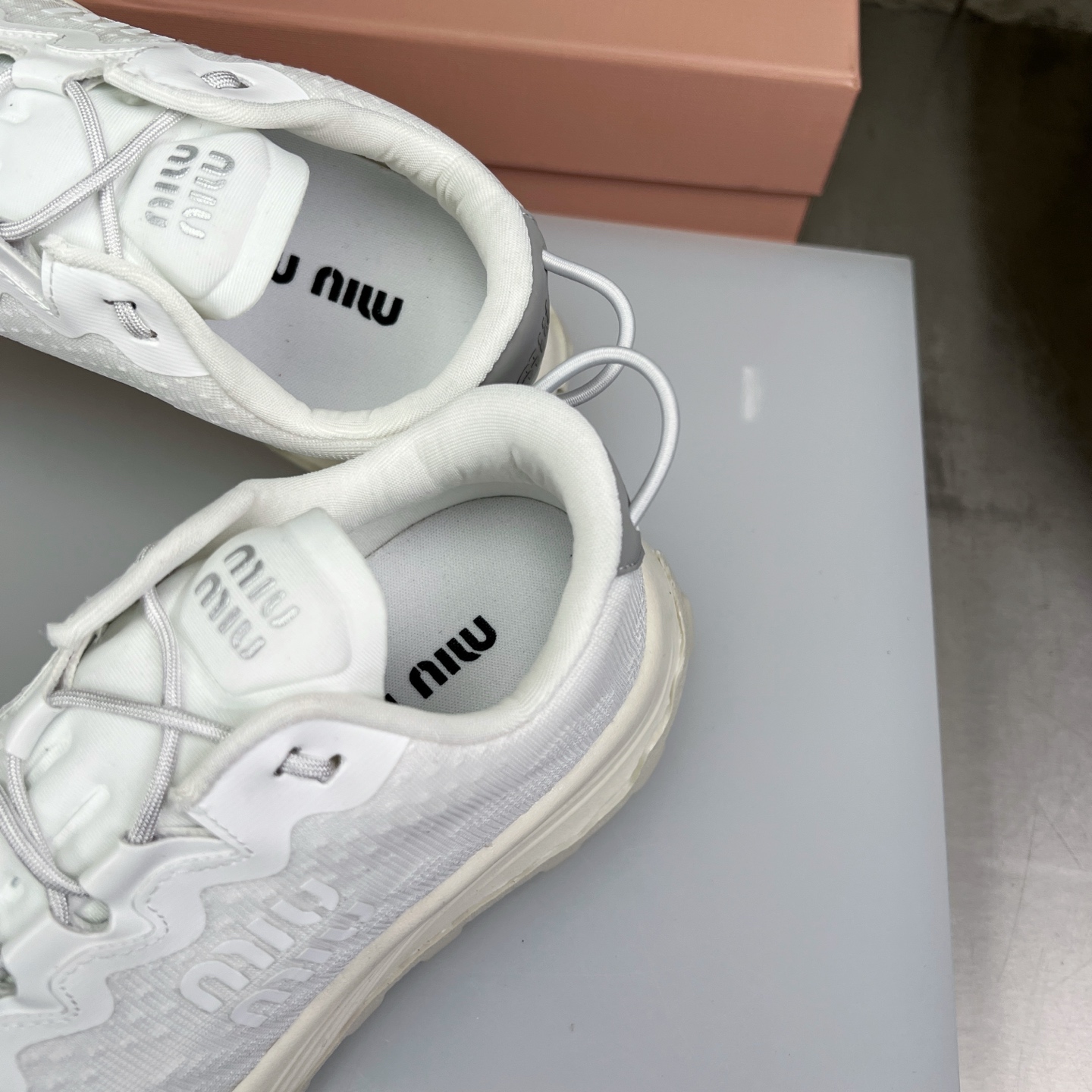 Miu Miu White Knit Mesh Chunky Sole Sneakers - Lightweight & Comfortable 8 i1752423129717 7763 0 6