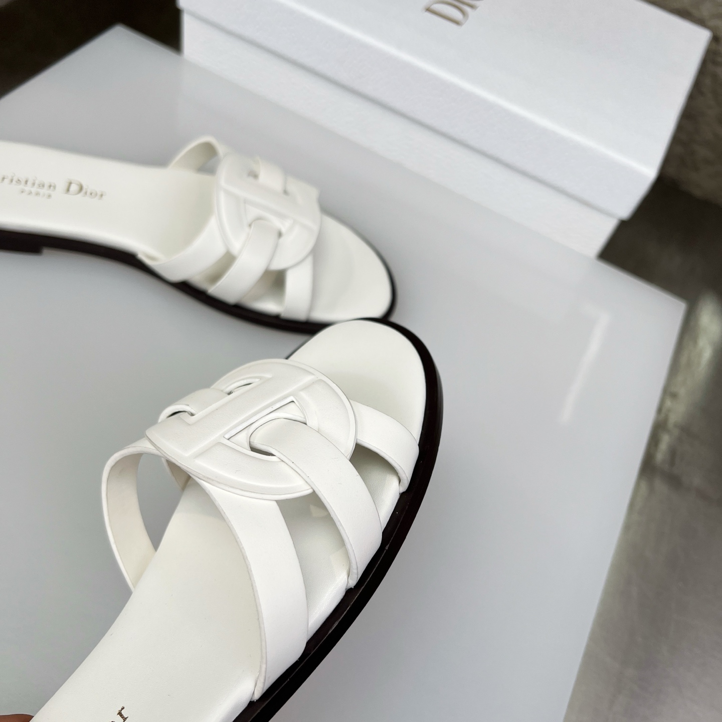 Dior D-Club White Leather Flat Sandals with Cutout CD Signature 4 i1752686559262 7412 0 3