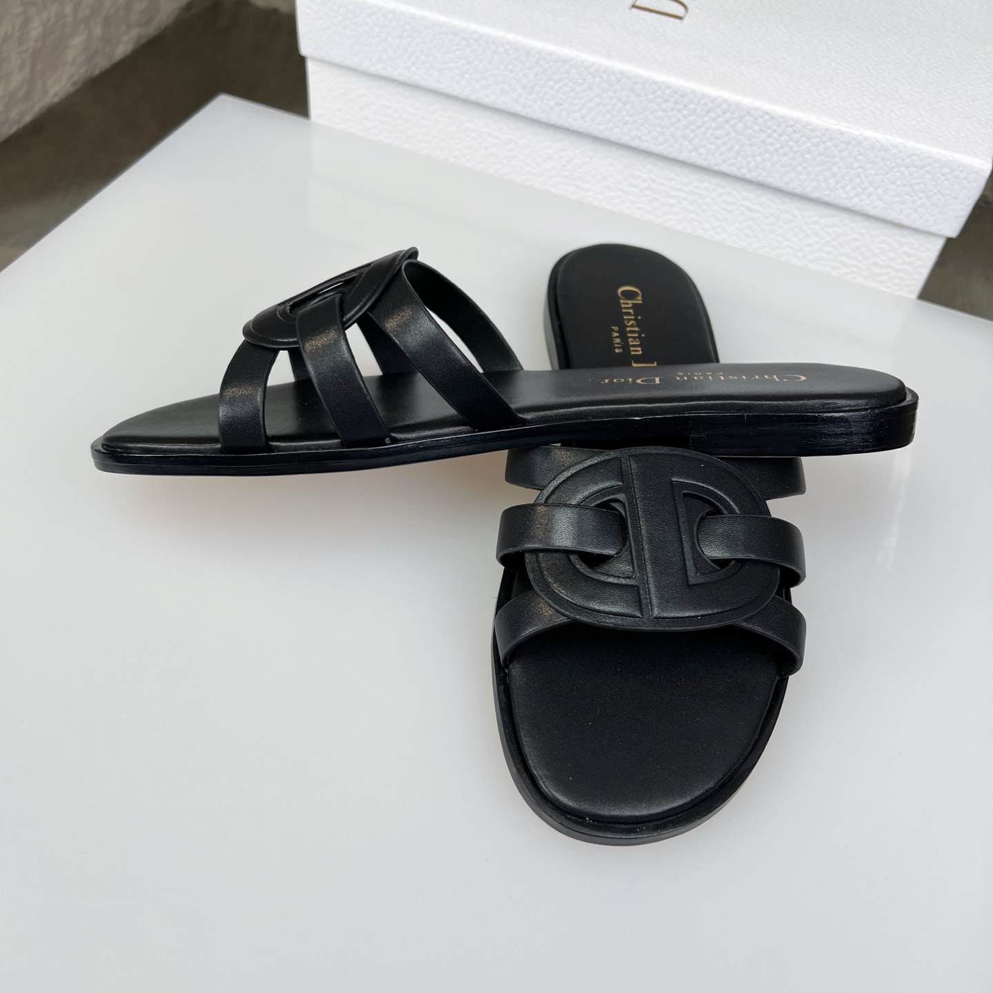 Dior D-Club Leather Sandals with CD Signature - Black Flat Slides 4 i1752686627692 1764 0 2