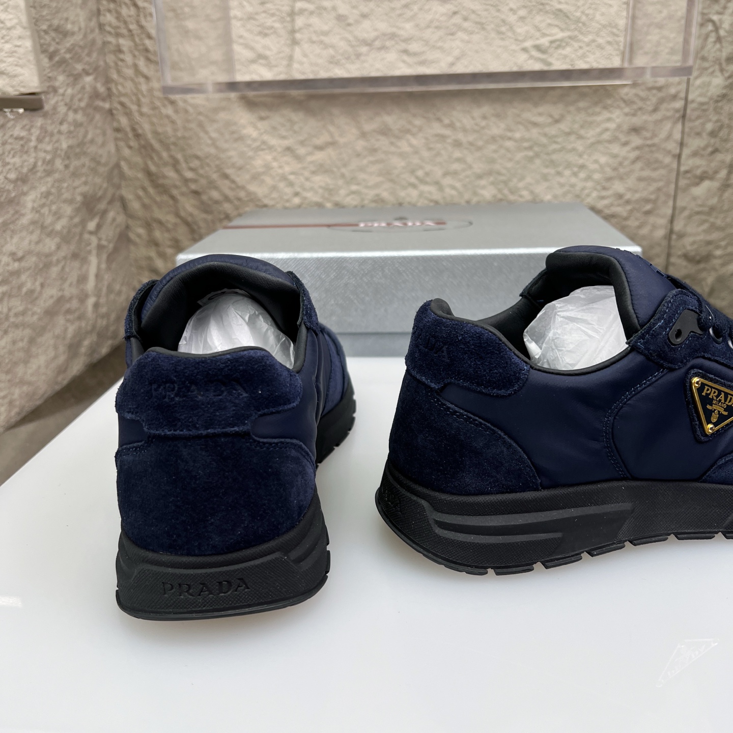 Prada Men's Nappa Leather & Mesh Sneakers With Metal Logo Accent 8 i1752830686375 1253 0 7