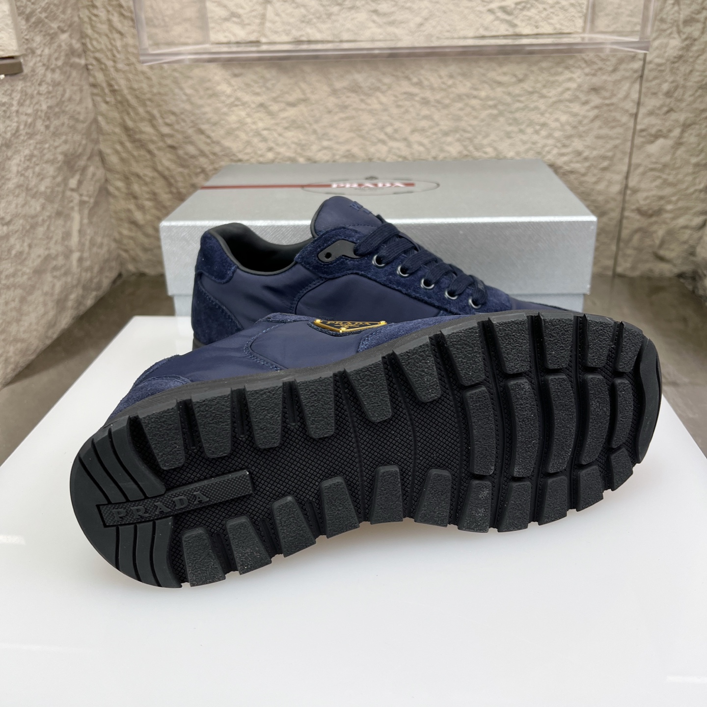 Prada Men's Nappa Leather & Mesh Sneakers With Metal Logo Accent 9 i1752830686385 2920 0 8