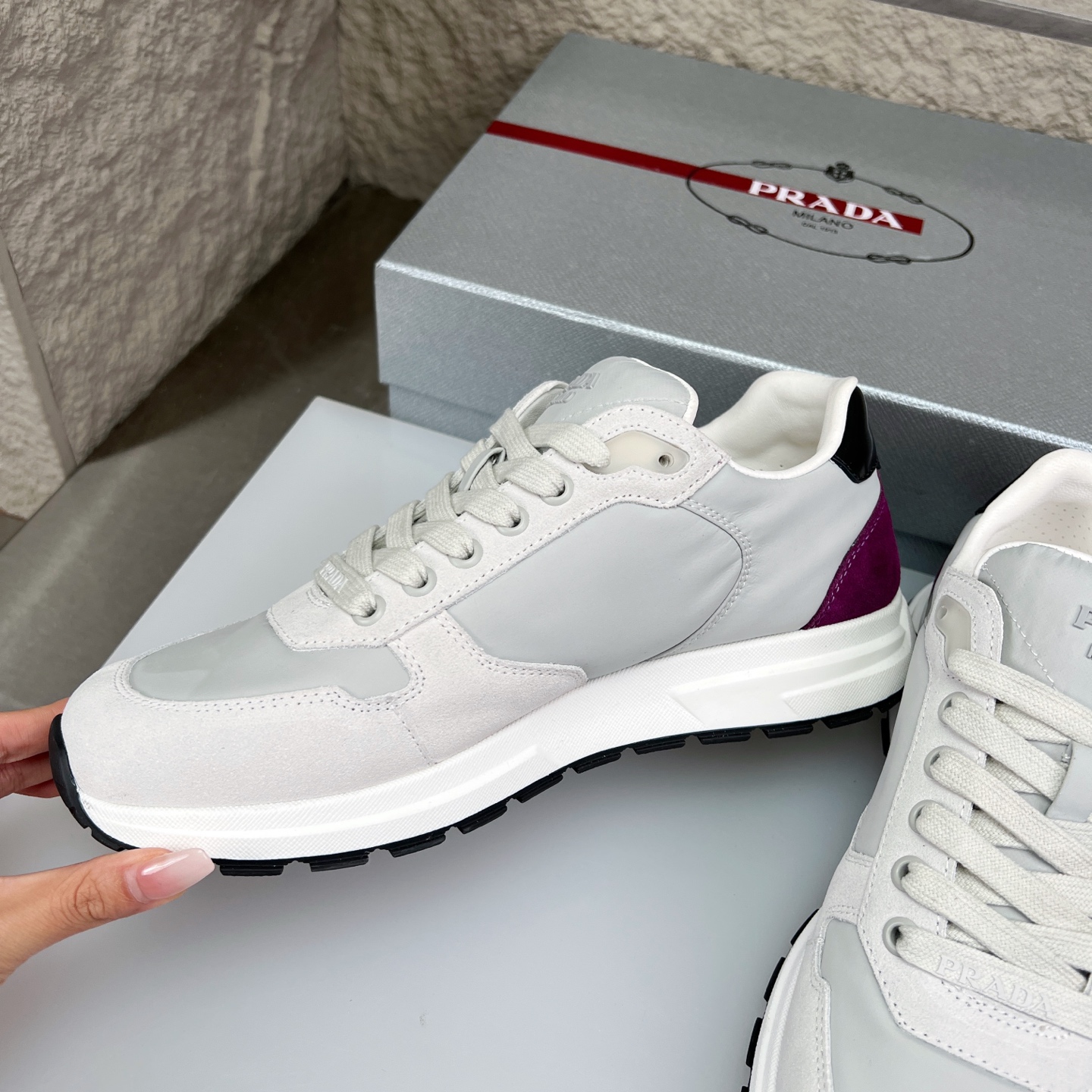 Prada Leather & Mesh Panelled Sneakers Lace-up Lightweight Shoes 5 i1752831037336 3710 0 4
