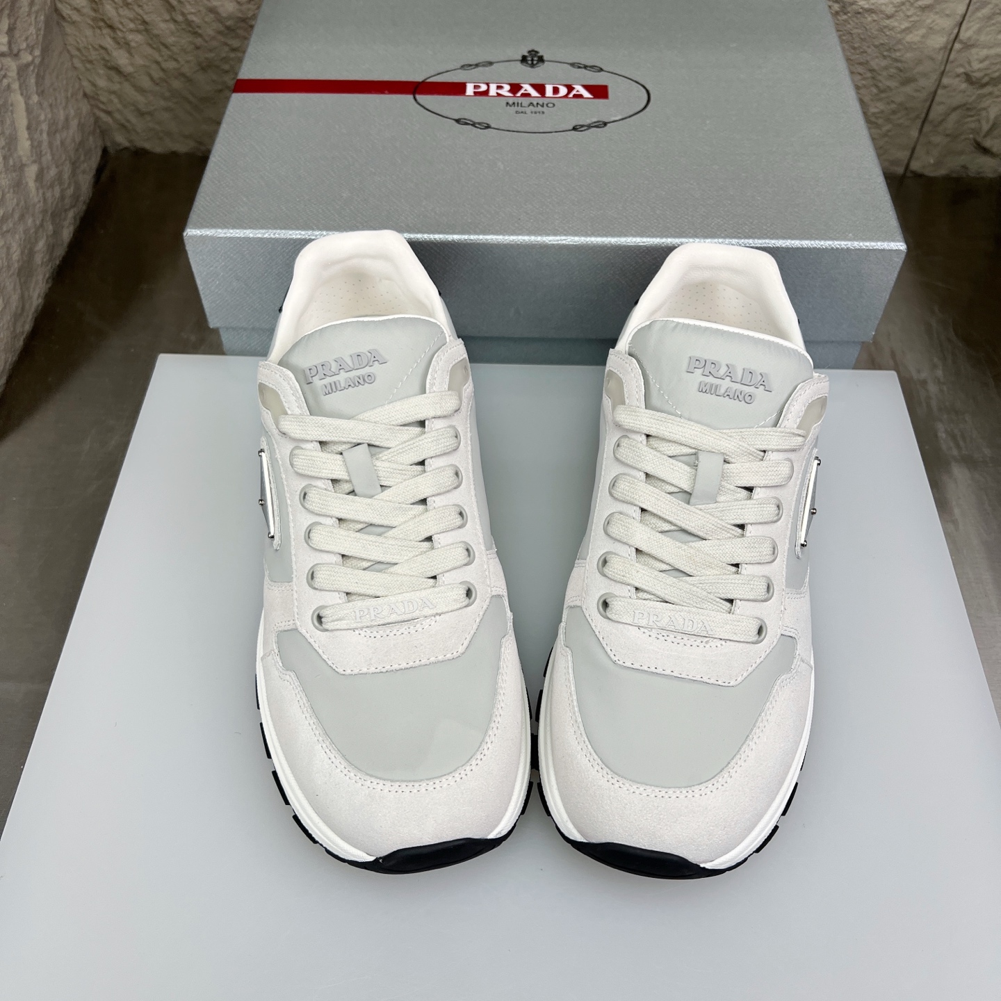 Prada Leather & Mesh Panelled Sneakers Lace-up Lightweight Shoes 3 i1752831037355 9803 0 2