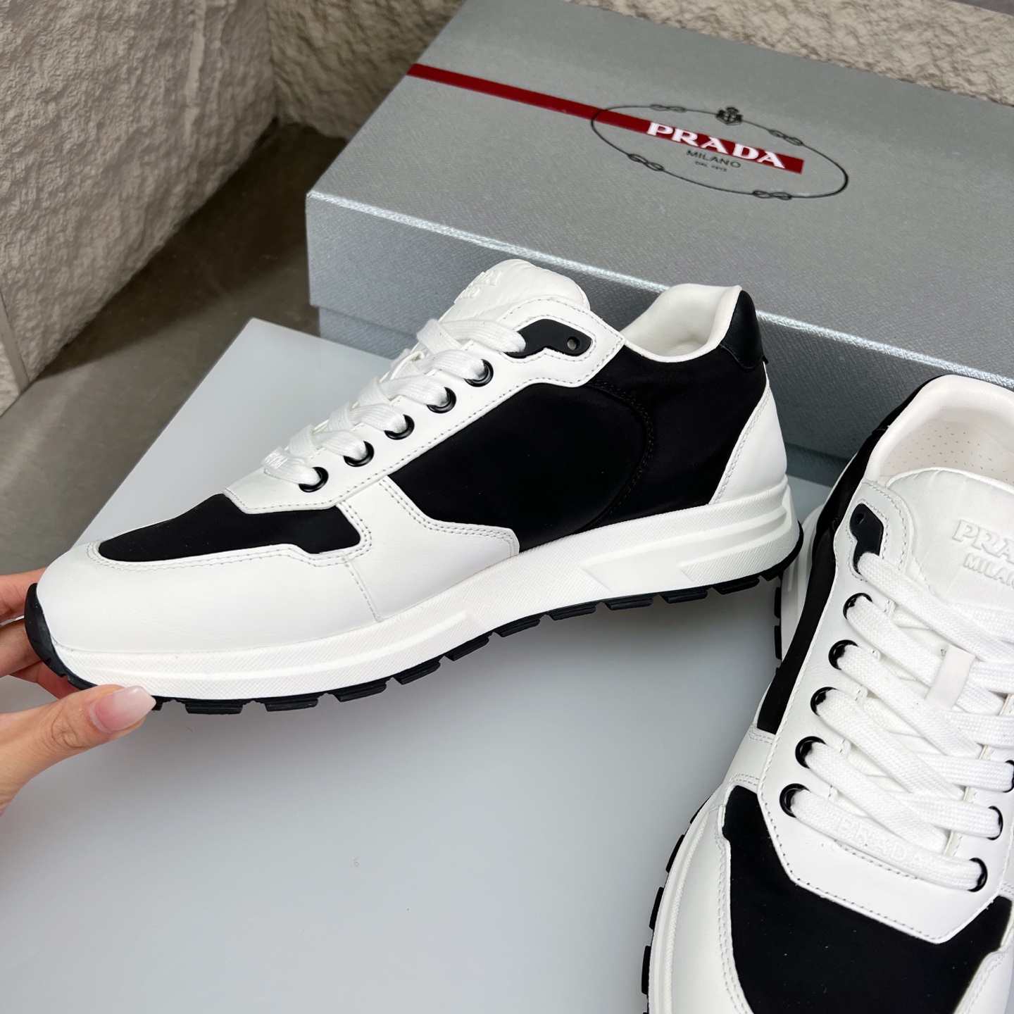 Prada Leather Sneakers: Nappa Calfskin, Perforated Canvas, Metal Hardware 6 i1752831329184 2460 0 4