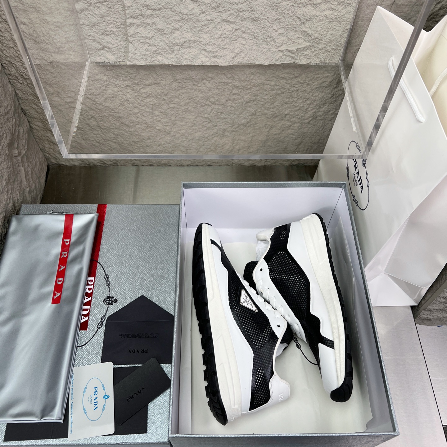 Prada Leather Sneakers: Nappa Calfskin, Perforated Canvas, Metal Hardware 3 i1752831329212 1671 0 1
