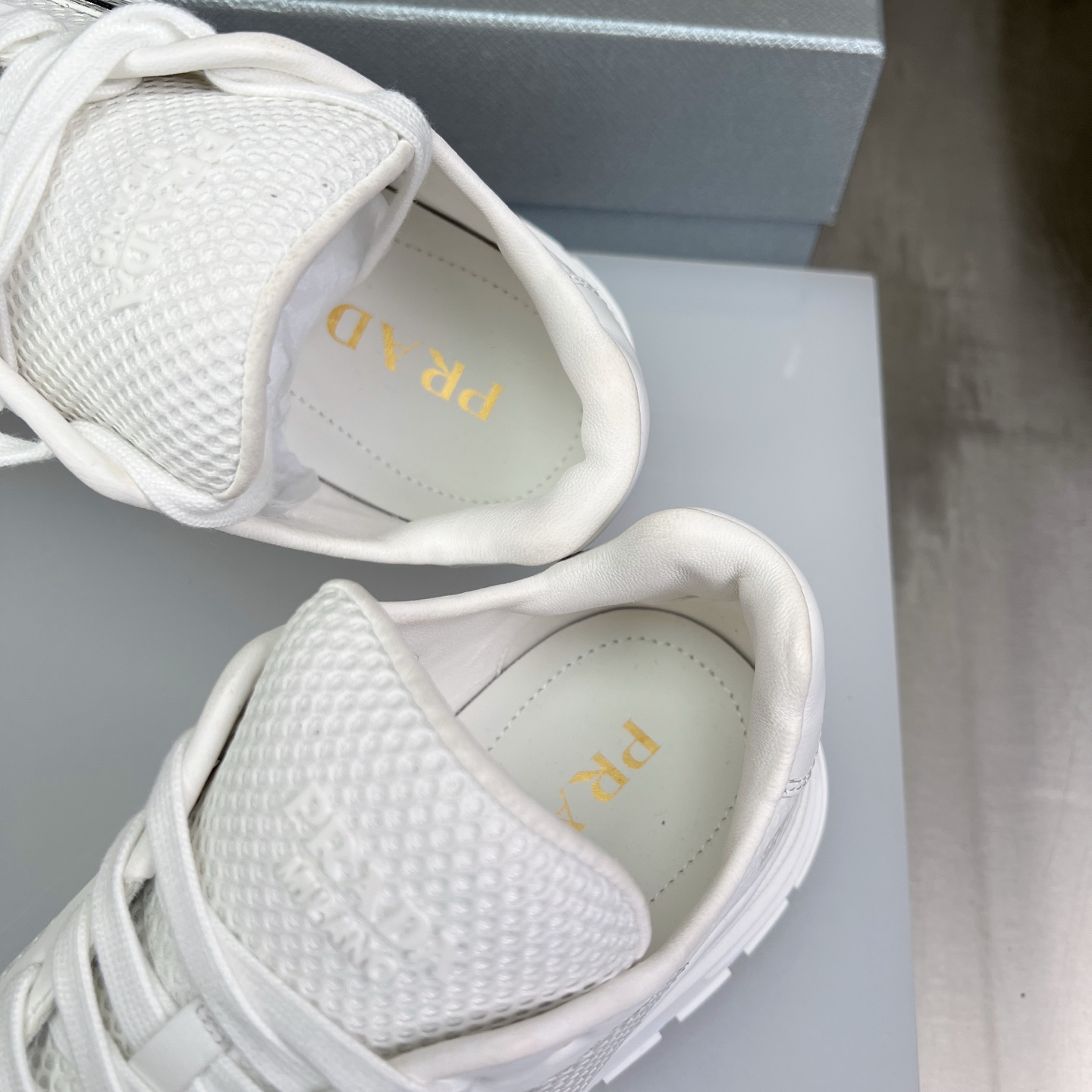 Prada Nappa Leather & Mesh Sneakers with Metal Logo Accent - White 8 i1752831550911 3530 0 6