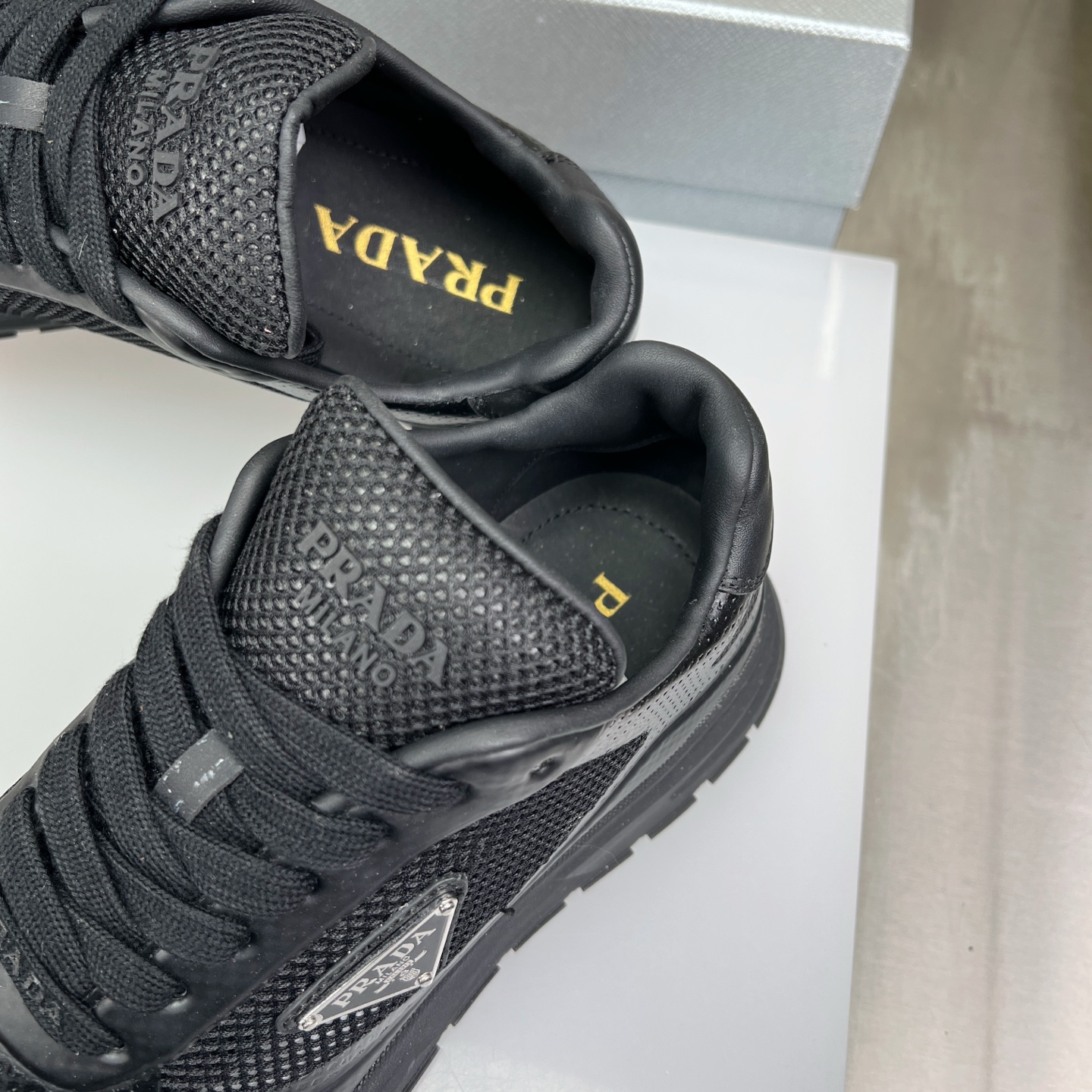 Prada Top-Tier Black Nappa Leather & Mesh Sneakers - Fashionable and Comfortable 7 i1752831709701 9958 0 6
