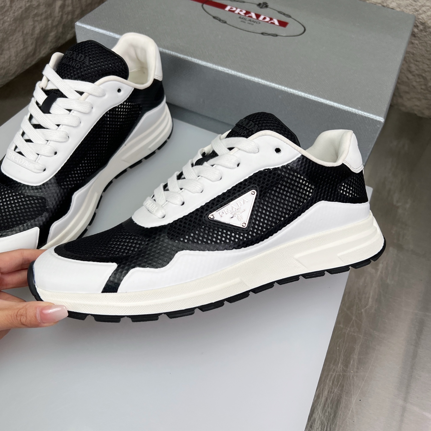 Prada Nappa Leather & Mesh Sneakers - Sporty Style, Supreme Comfort 4 i1752831811279 6111 0 3
