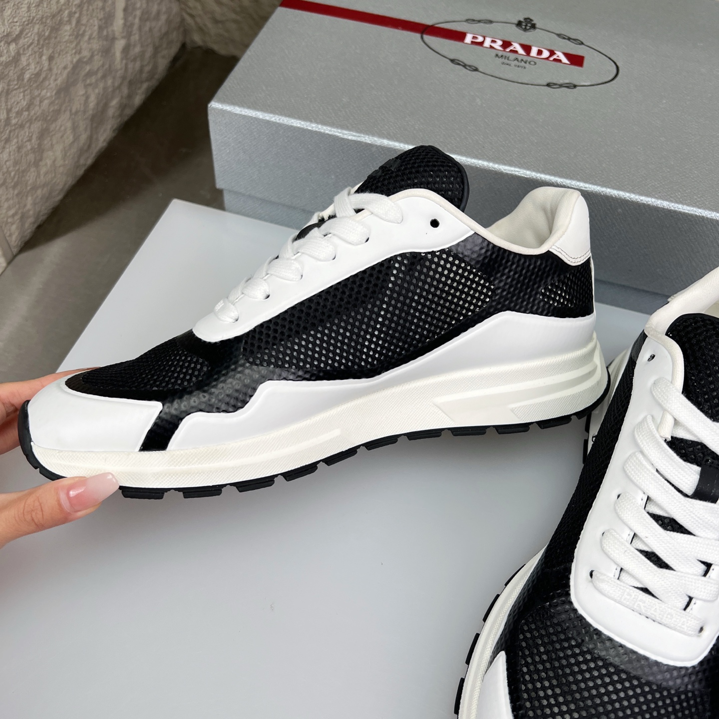 Prada Nappa Leather & Mesh Sneakers - Sporty Style, Supreme Comfort 5 i1752831811307 1202 0 4