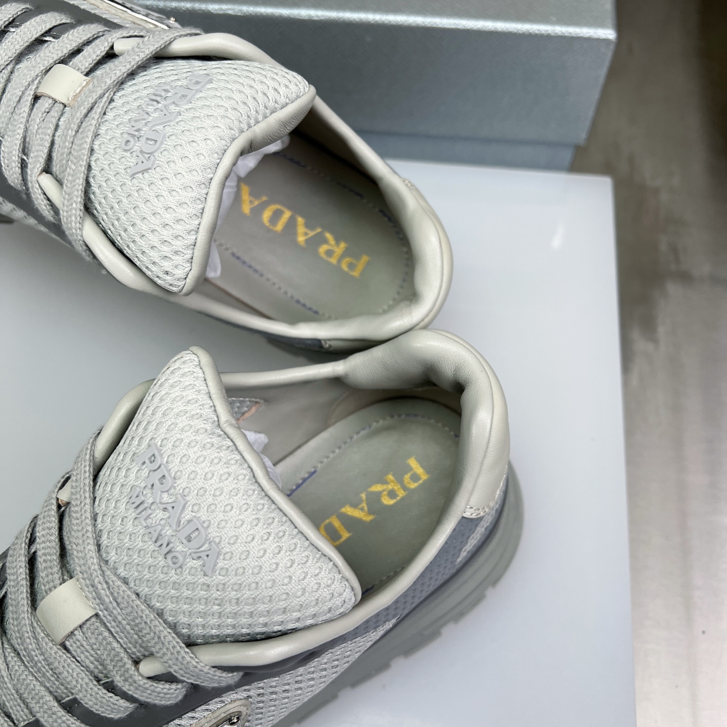 Prada Men's Gray Nappa Leather & Mesh Sneakers - Casual Athletic Runners 7 i1752831898938 1480 0 6