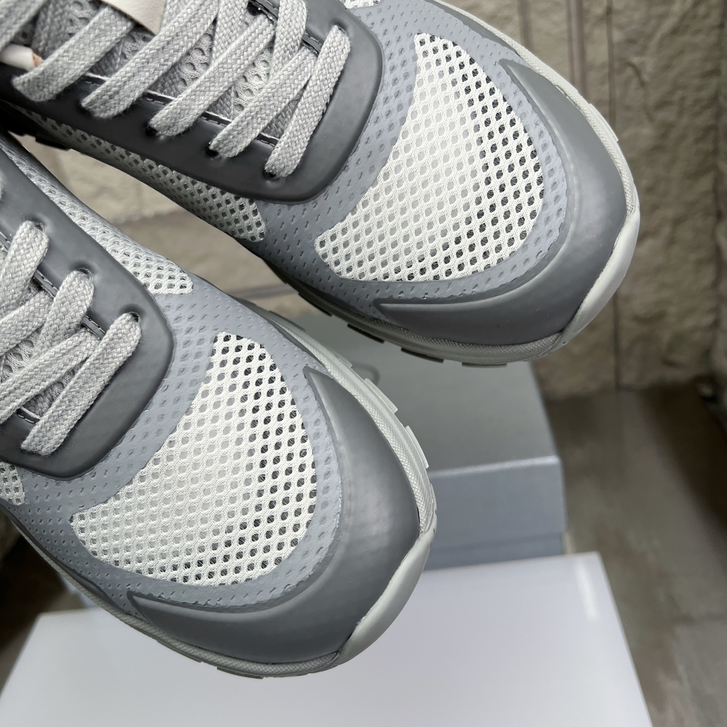 Prada Men's Gray Nappa Leather & Mesh Sneakers - Casual Athletic Runners 6 i1752831898956 1557 0 5