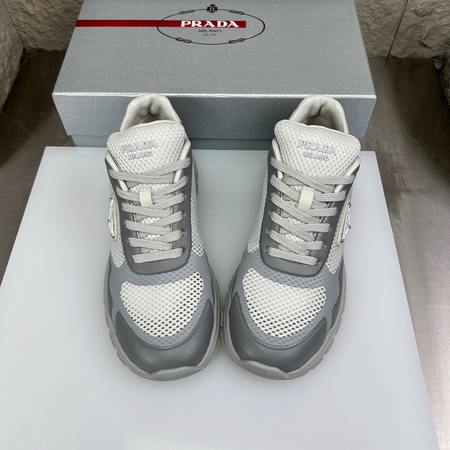 Prada Men's Gray Nappa Leather & Mesh Sneakers - Casual Athletic Runners 3 i1752831901165 278 0 2
