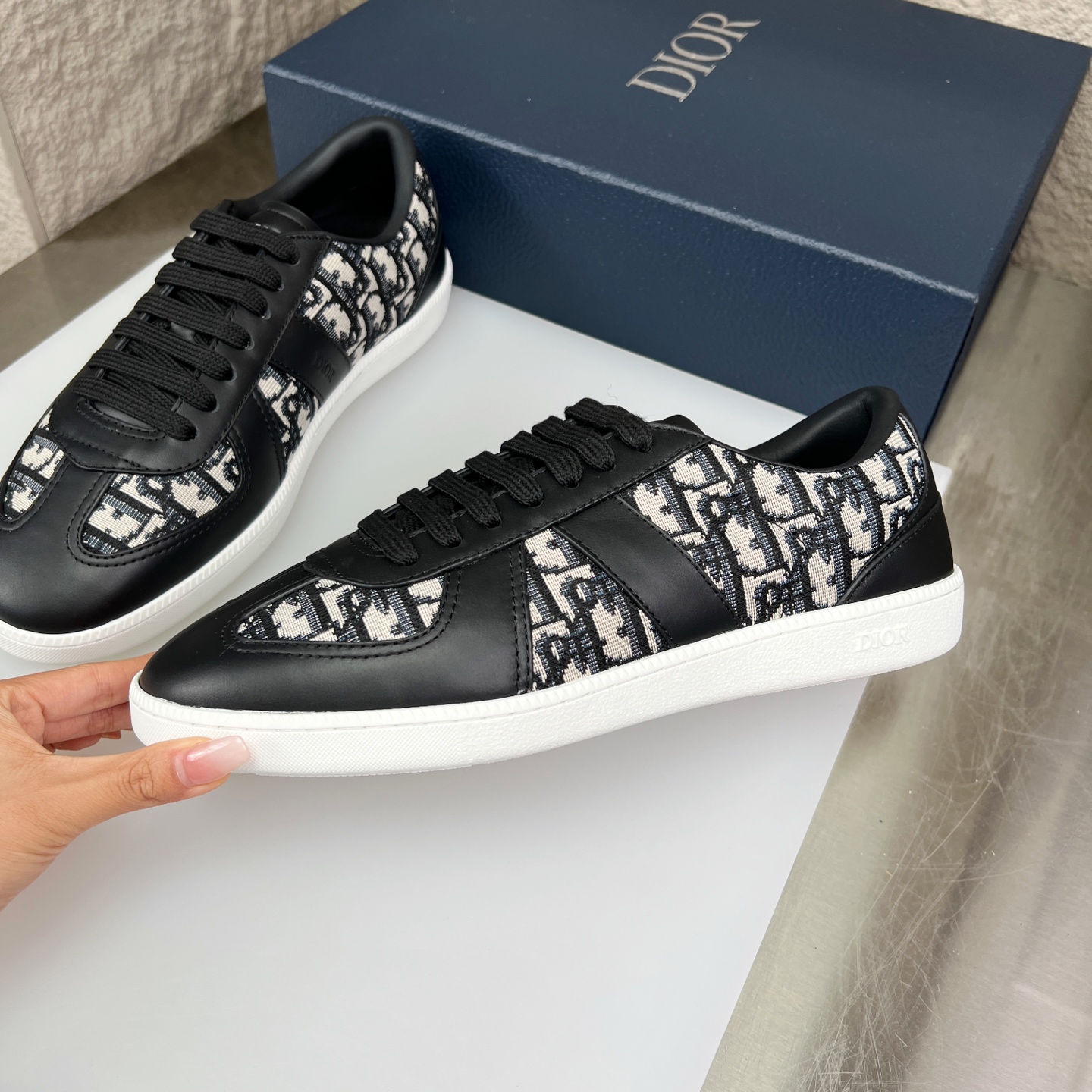 Dior B01 Sneakers - Black Leather with Oblique Print - Comfortable & Stylish 5 i1752861361819 6750 0 3