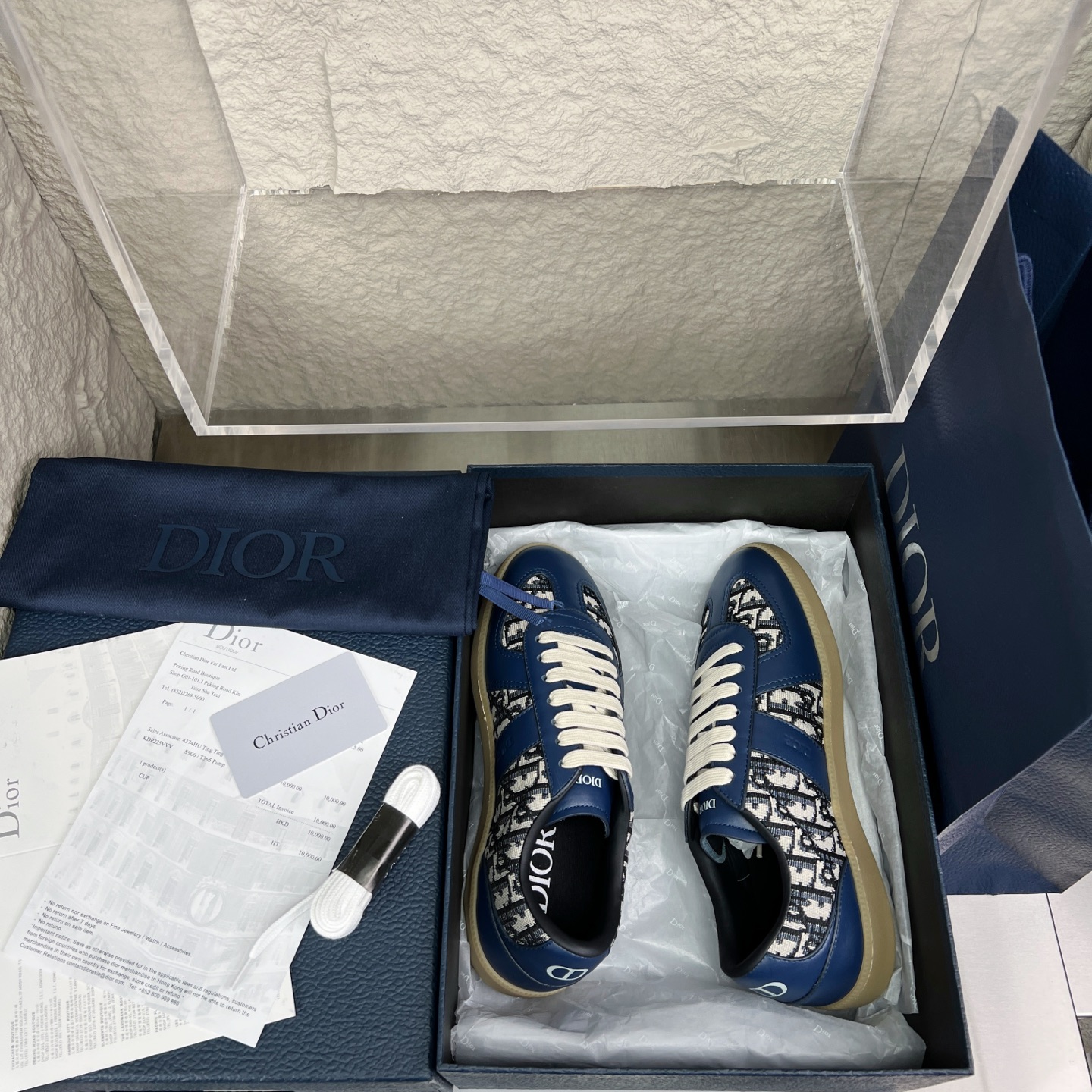 Dior B01 Sneakers - Blue Leather with Signature Oblique Pattern, Couple Style 3 i1752861533769 4376 0 1