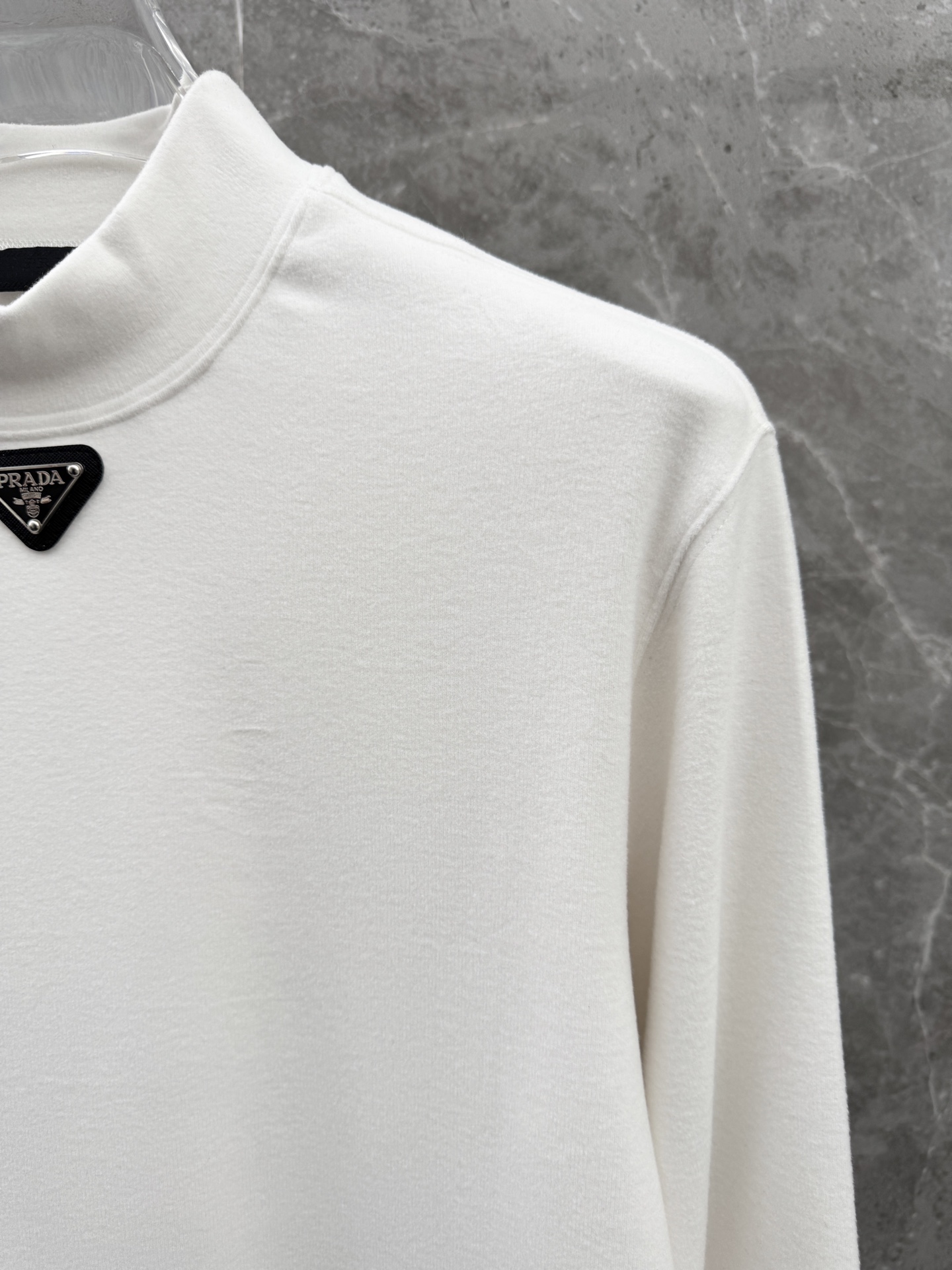 Prada Men's White Cotton Long Sleeve Mock Neck T-Shirt 8 i1758030929352 8030 0 3