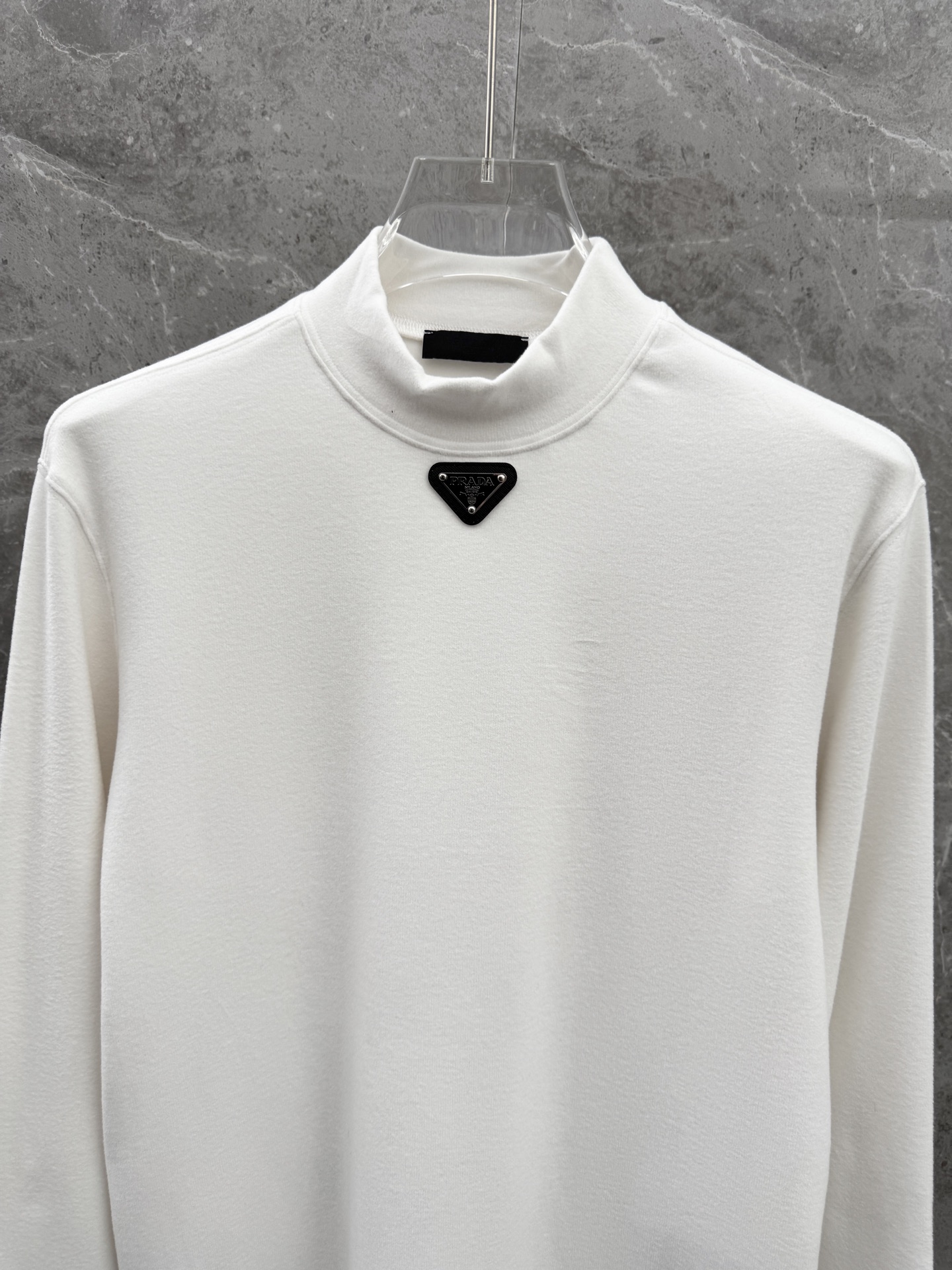 Prada Men's White Cotton Long Sleeve Mock Neck T-Shirt 7 i1758030929467 8110 0 2