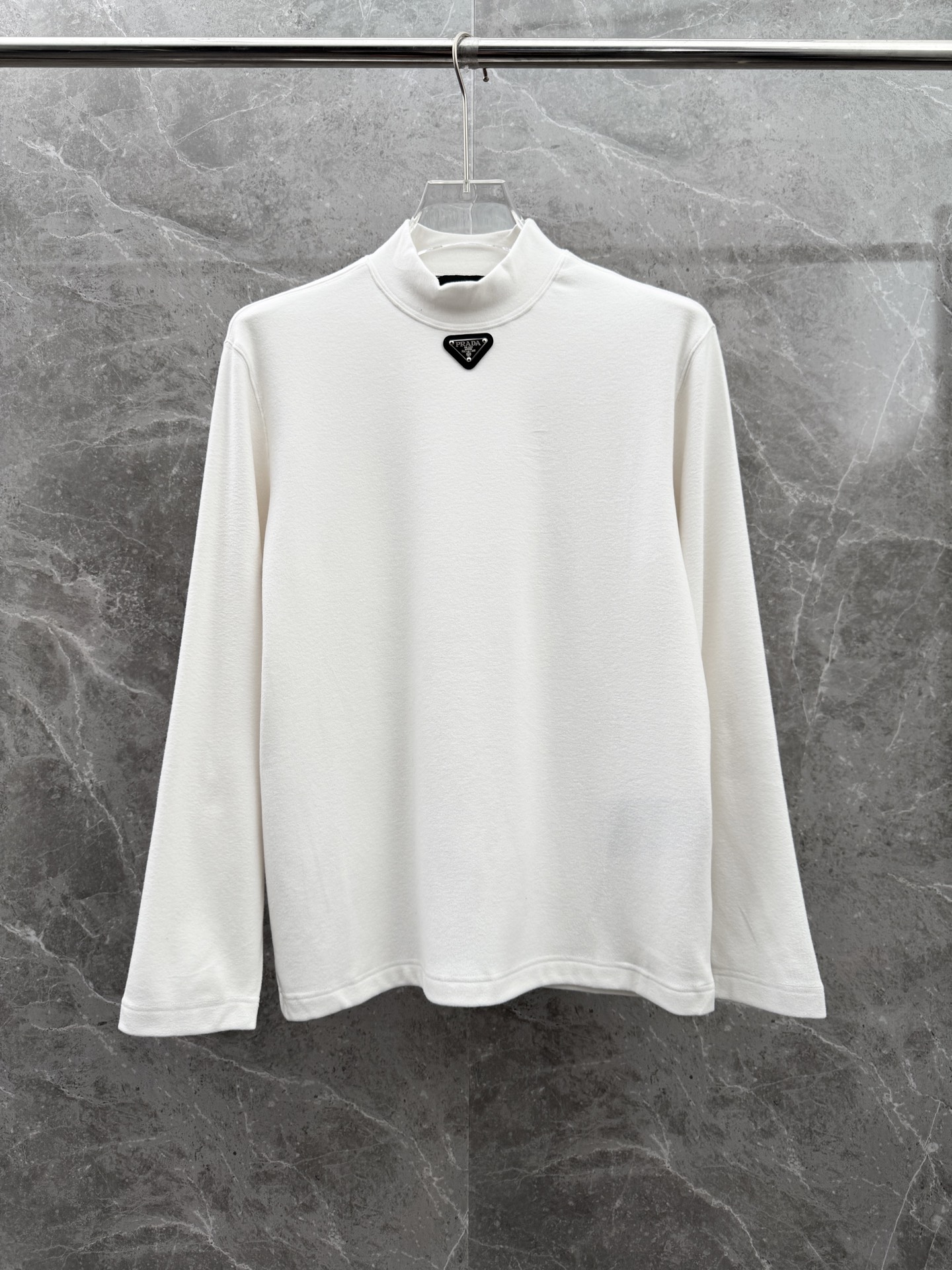 Prada Men's White Cotton Long Sleeve Mock Neck T-Shirt 5 i1758030930281 111 0 0