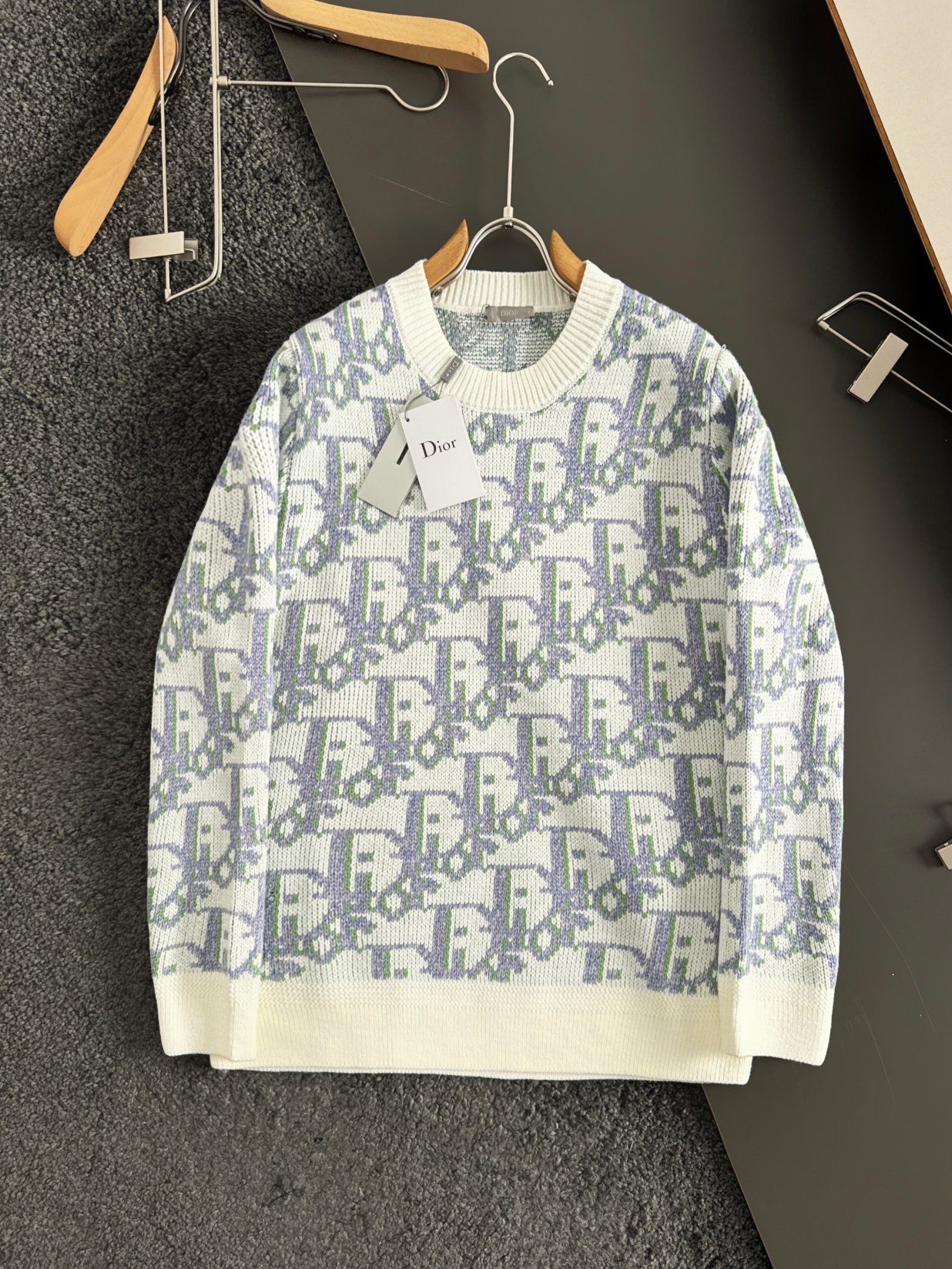 Dior 24FW Jacquard Wool Sweater Classic Fit Ribbed Trim Elegant Style 2 a1731088312782 0455