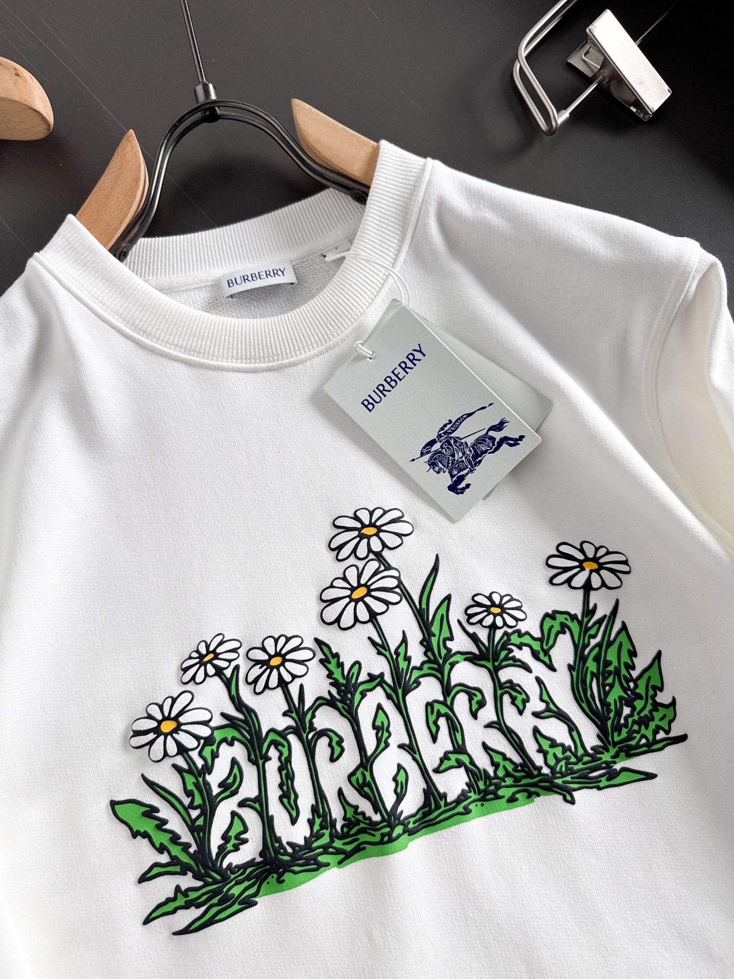 Burberry Women's White Floral Logo Embroidered Cotton Blend Sweatshirt 4 a1754316720545 1823